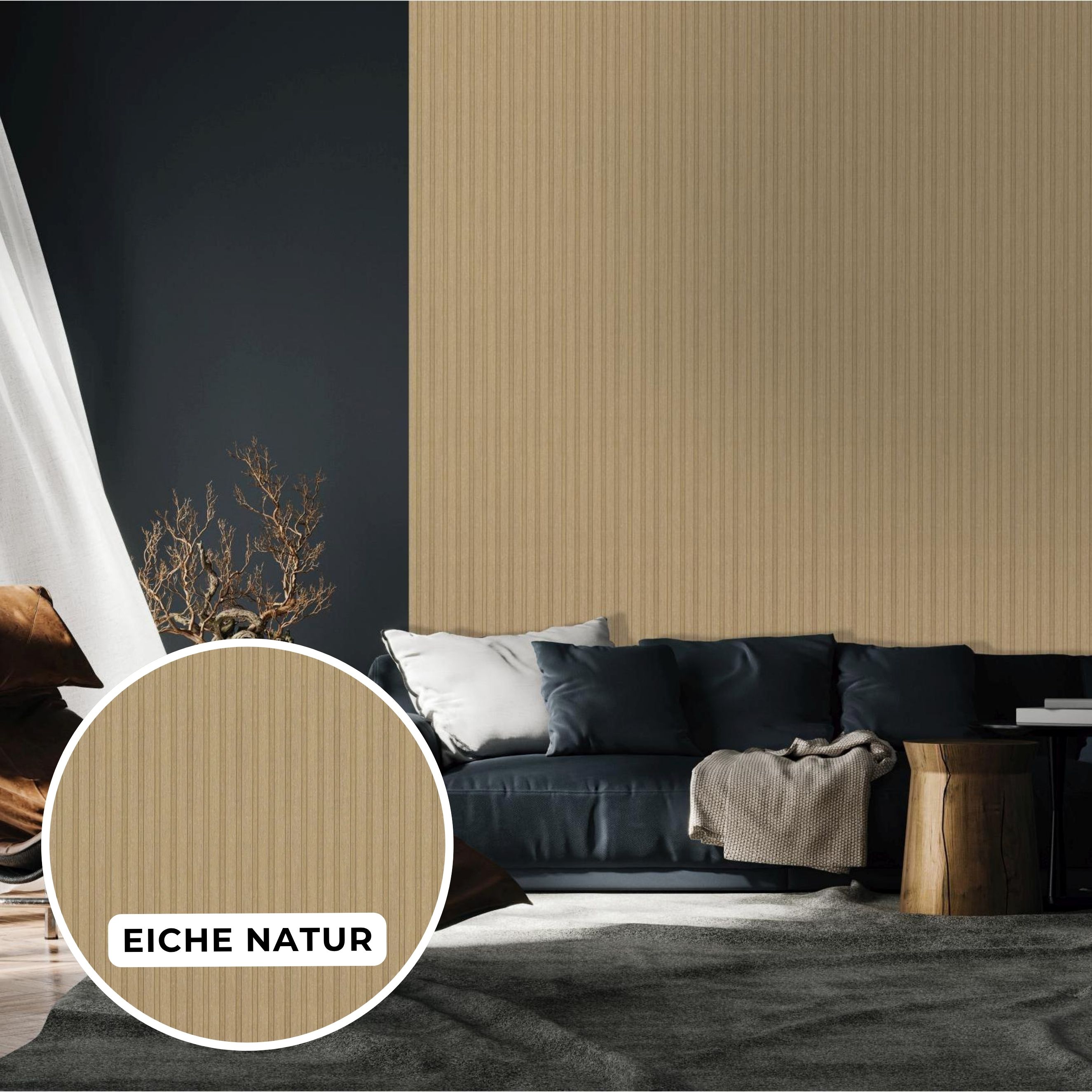 Paneles de pared, juego de 5, 180 x 2670 mm, MDF, acabado en lámina de roble natural, revestimiento de pared con aspecto de listones Neuhofer