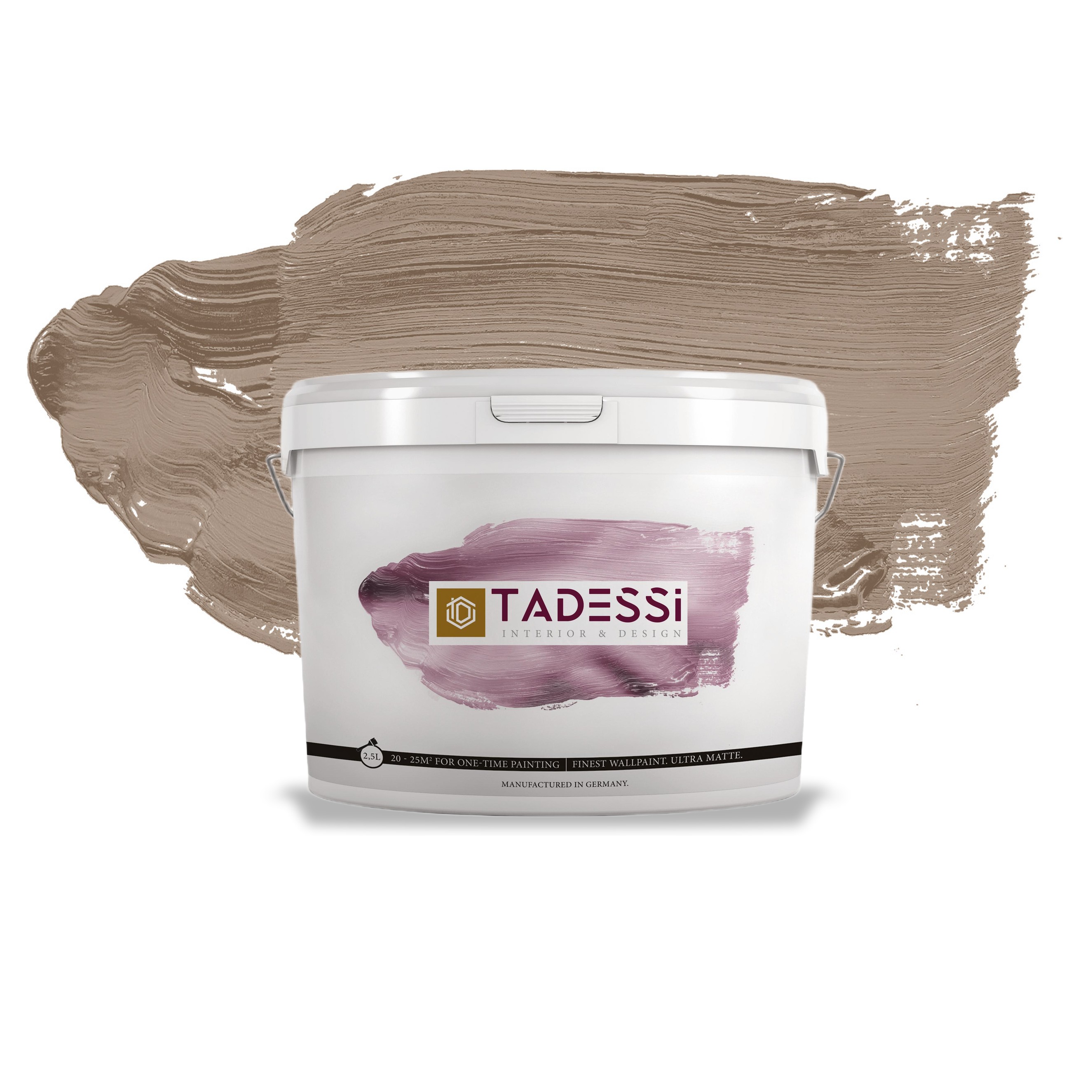 TADESSI Color Vista - Pintura de pared marrón - Gris oscuro moca - Pintura interior mate - Dispersión de alta calidad