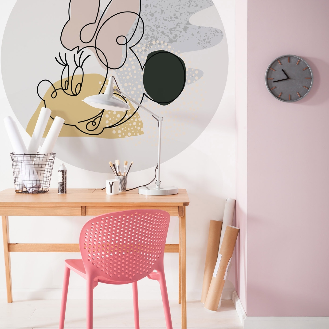 Komar Fototapete Disney Dot Minnie Line Art 125 x 125 cm Vlies Selbstklebend Maus Cartoon