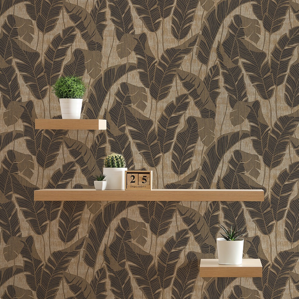 Tapete Matilde Bäume Blätter M1-No.11007 Vlies Beige Schwarz Tadessi 10.05 m x 0.53 m