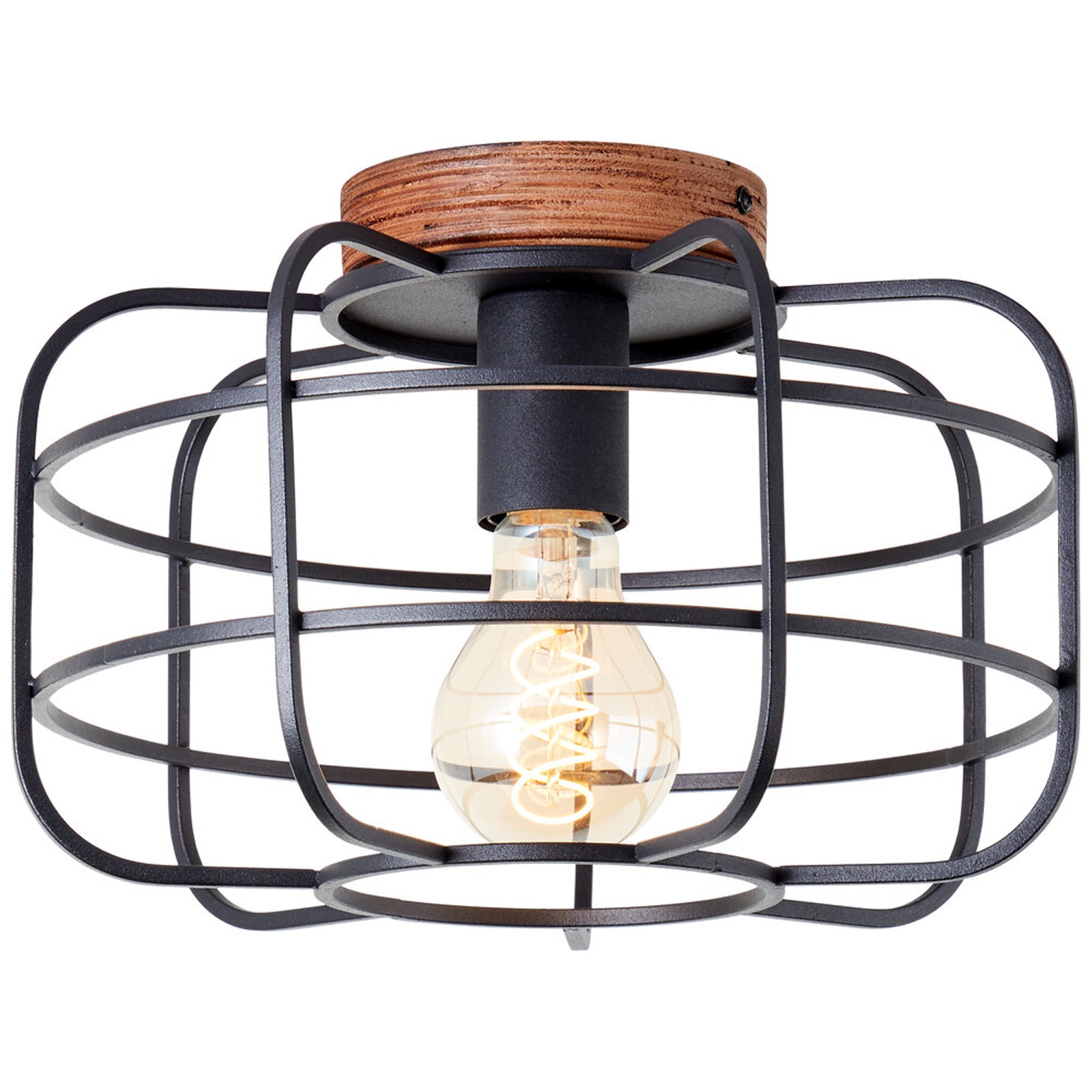 Deckenleuchte 20 x 30 cm Braun Holz Deckenlampe Vintage Harmonisch