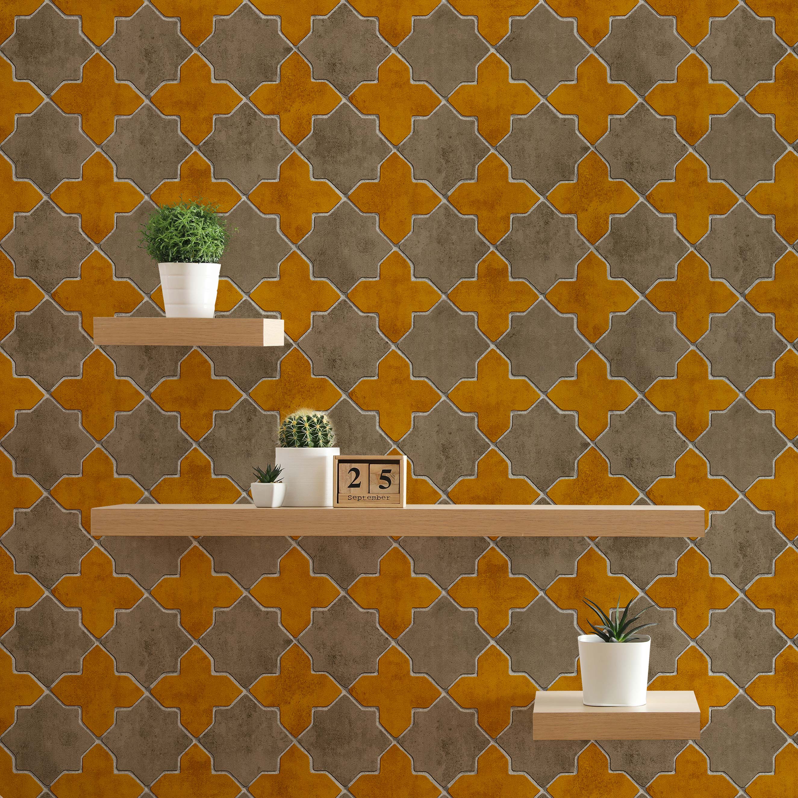Tapete Grafik Meo M1-No.413 Vliestapete Gelb Beige Geometrische Tapete