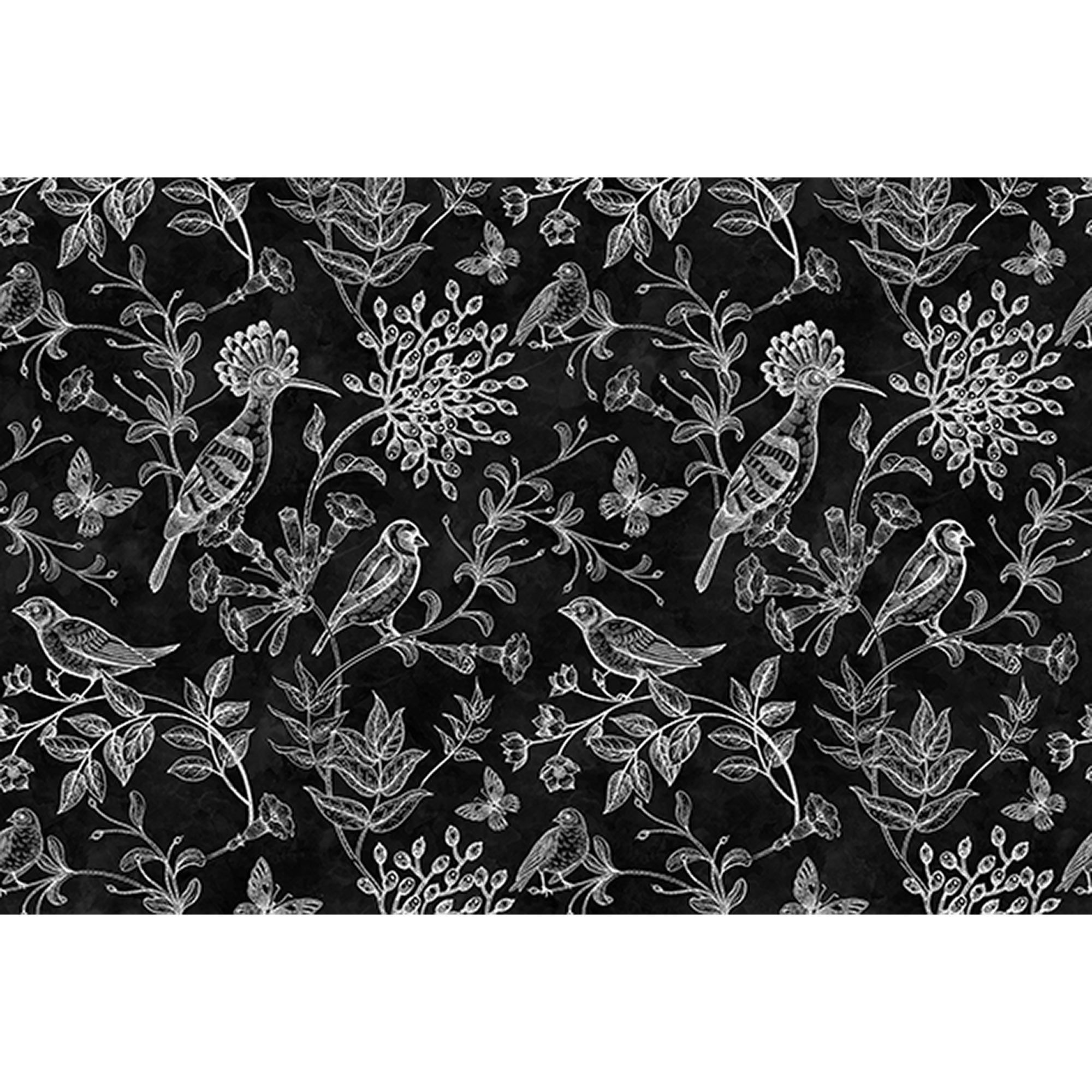 Tadessi Fototapete Blumen M1-No.60525 Digitaldruck Tapete Weiß Schwarz - Vögel