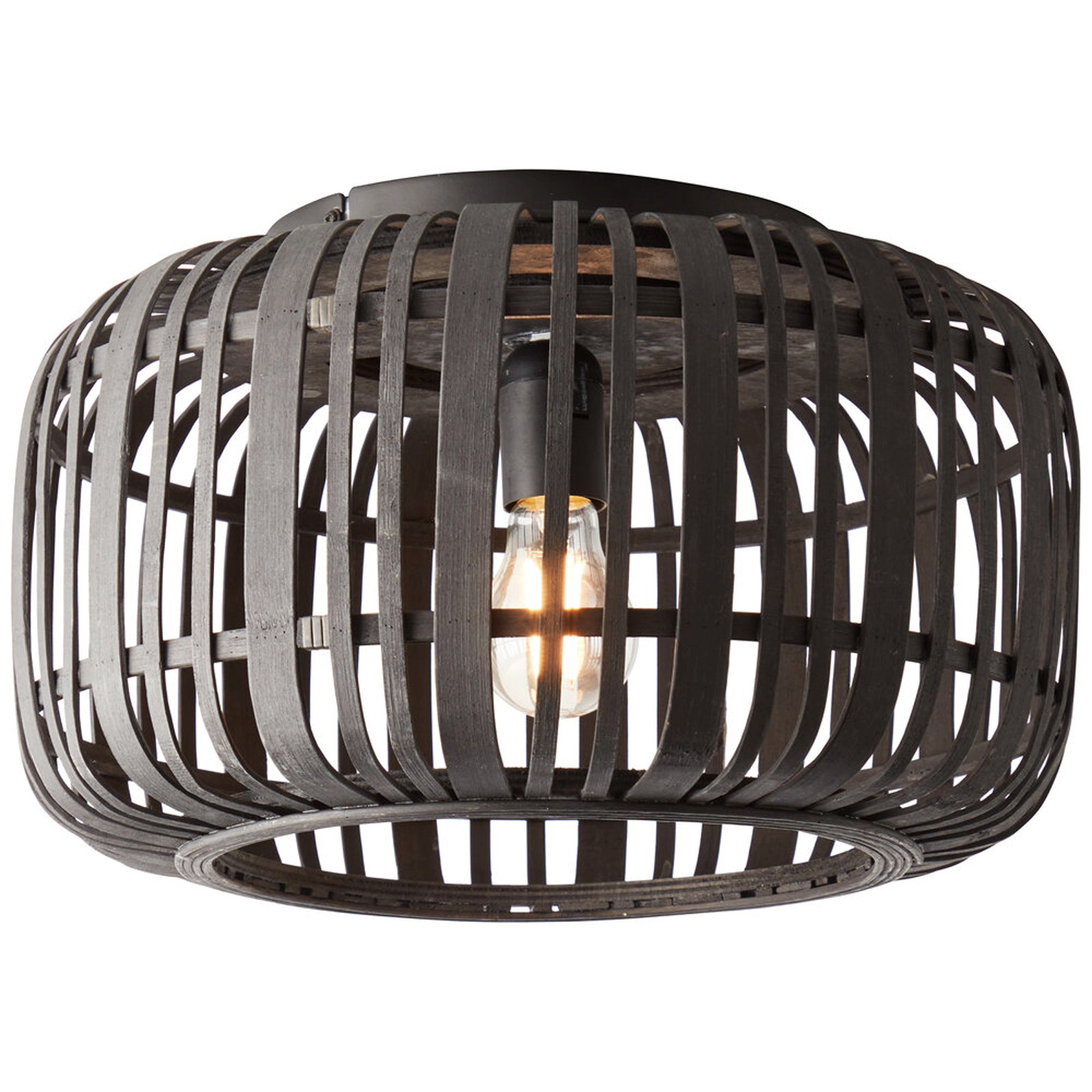 Deckenleuchte 22.9 x 40 cm Braun Bambus Deckenlampe Zylindrisch Natürlich Boho Harmonisch