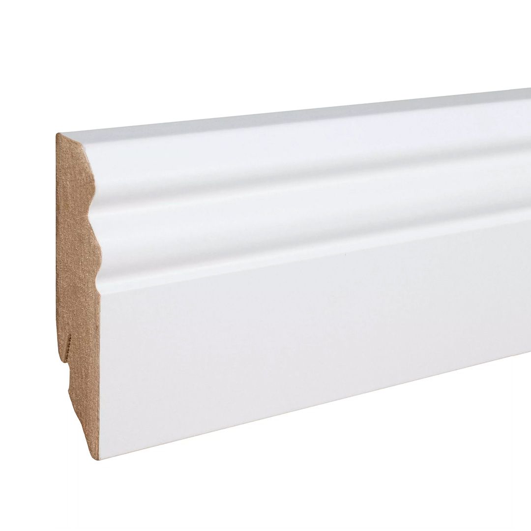 Neuhofer | Sockelleiste | MDF Fußleiste | 18 x 70 x 2400 mm | Weiß | Foliert | Hamburger Profil