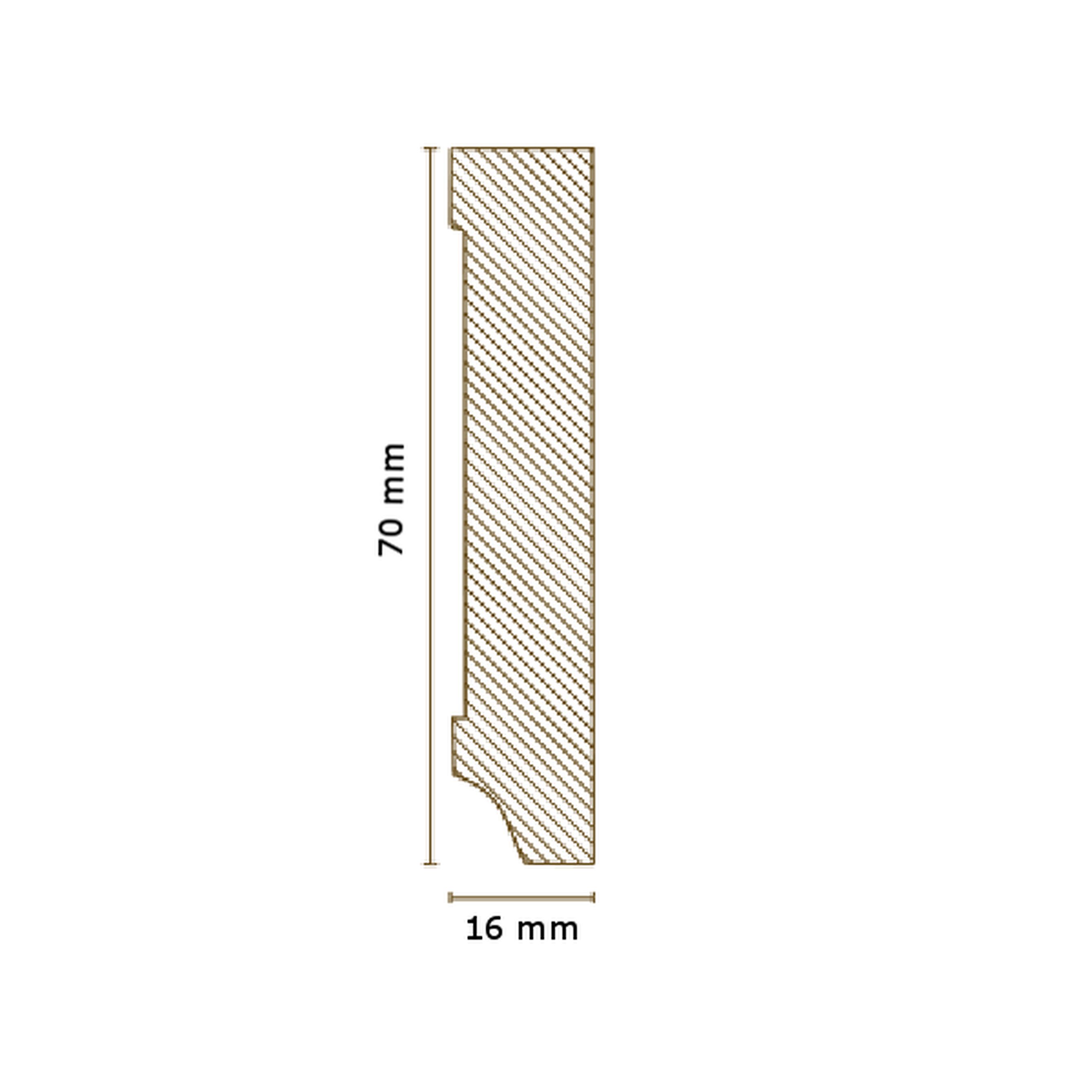 Innen- oder Außenwinkel MDF foliert weiße Sockelleiste 16 x 70mm by PROVISTON