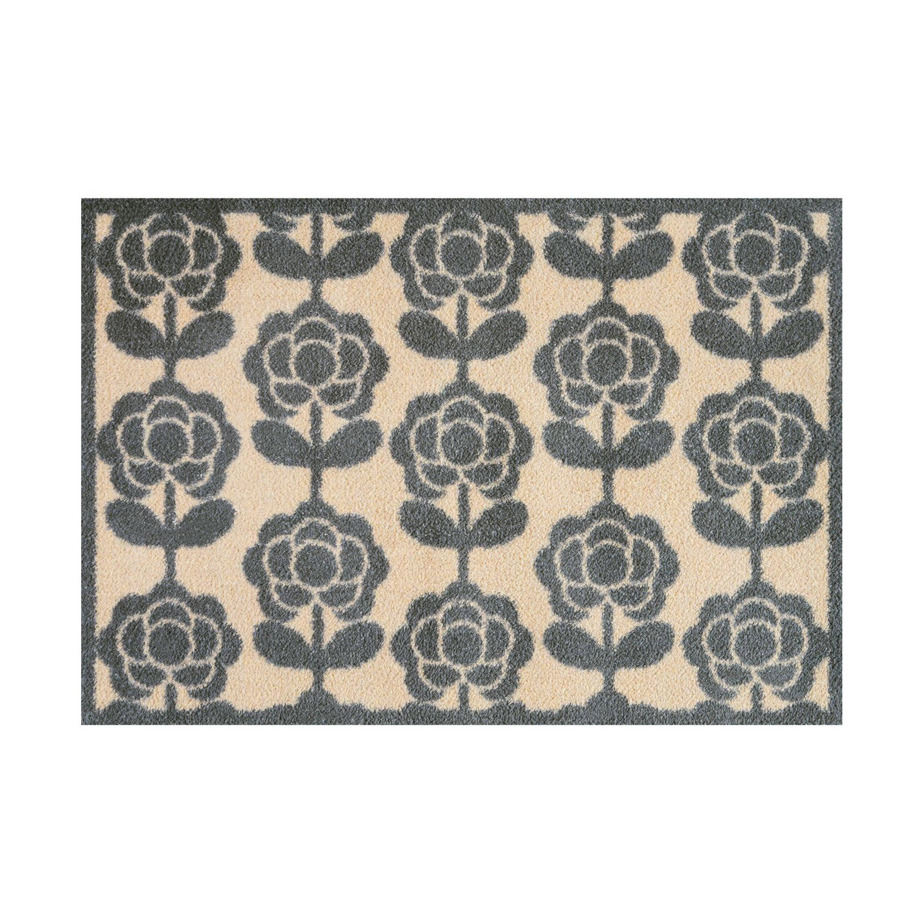 Fußmatte Dezente Blüten 85 x 60 cm Schmutzfangmatte waschbar Floornovo Natur Schmutzfang