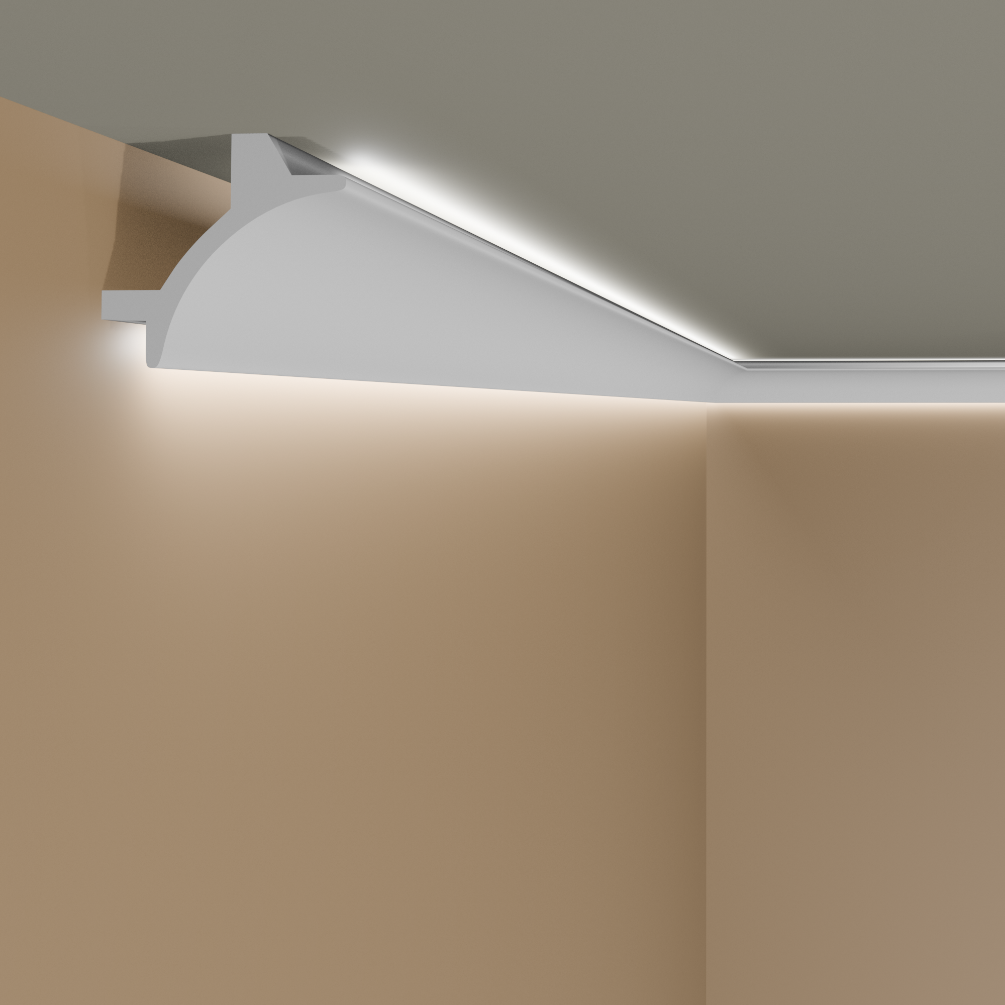 Elite Decor Lichtleiste KF703 Polyurethan 90 x 90 x 2000 mm Weiß Styropor Deckenleiste