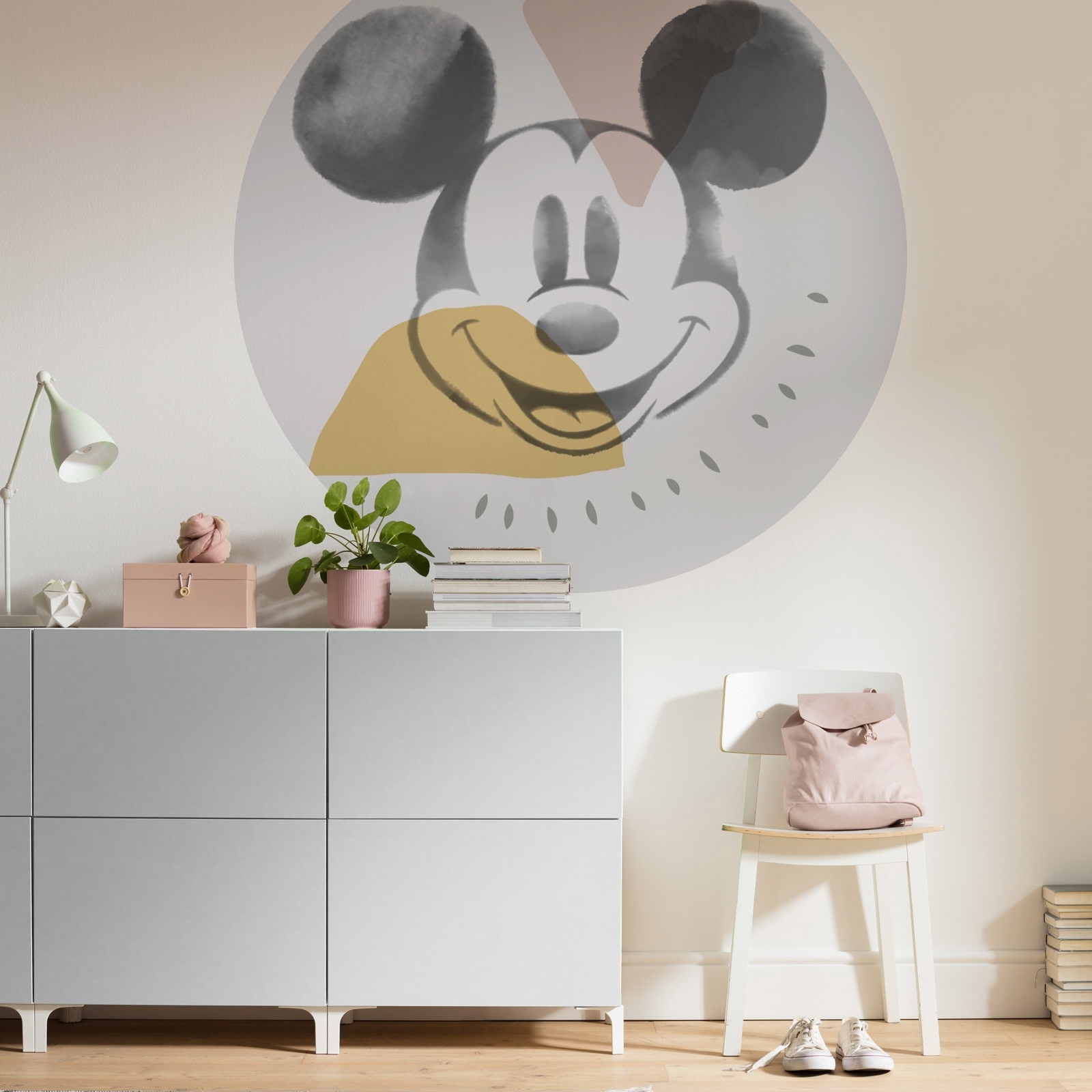 Papel pintado fotográfico Komar Disney Dot Mickey Abstracto 125 x 125 cm, tejido no tejido, autoadhesivo, dibujo animado de Mickey Mouse