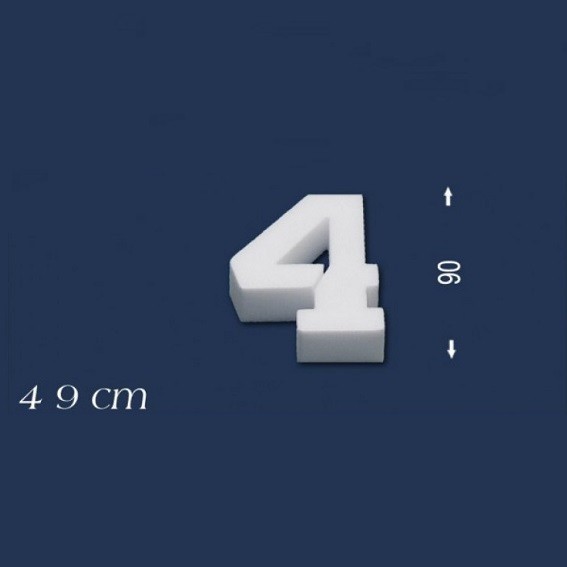 Wiesemann | Chiffre déco "4" | Polystyrène | Hauteur : 90 mm | Chiffre en polystyrène | Chiffre en 3D