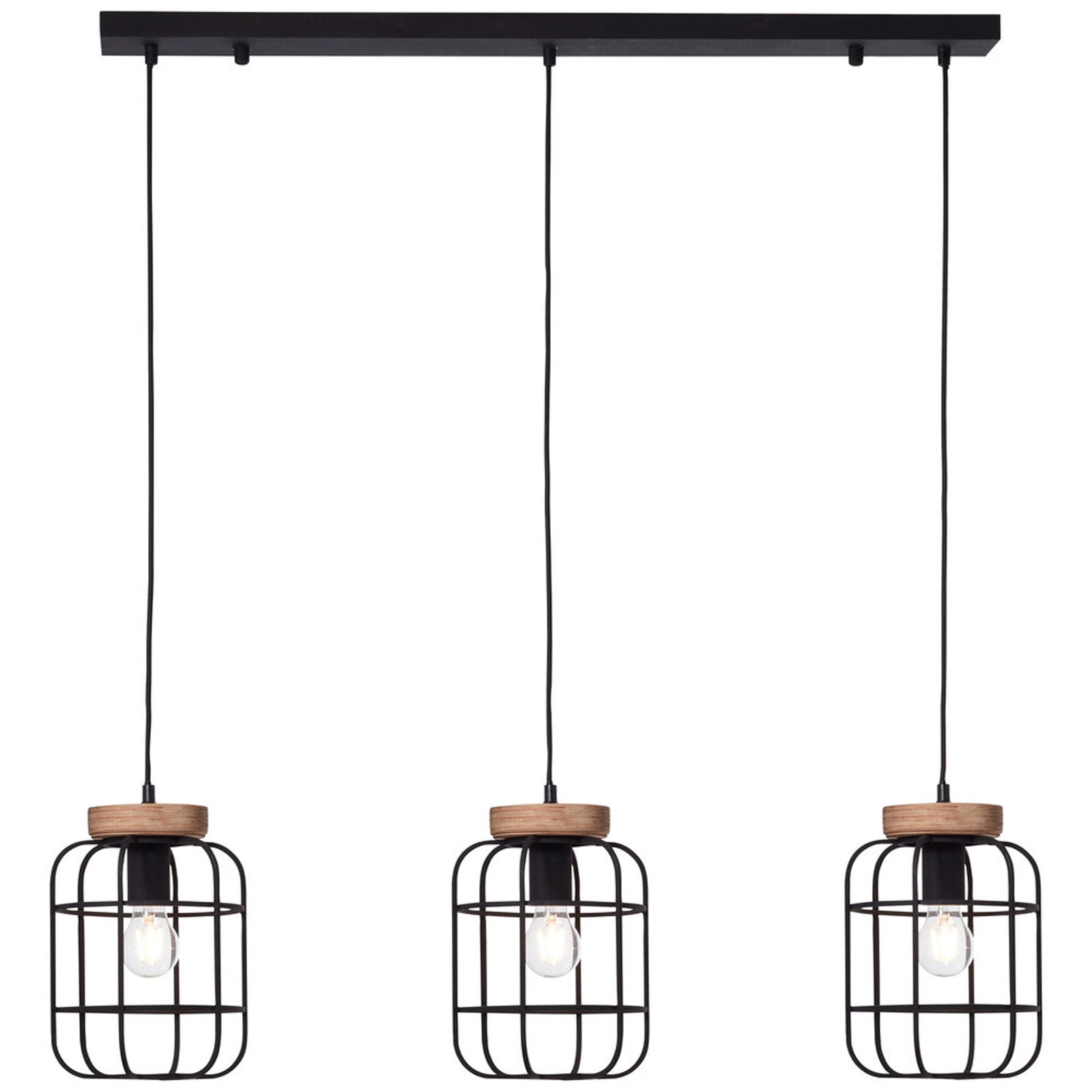 Pendelleuchte 142 x 20 x 100 cm Braun Holz Pendellampe Zylindrisch Vintage Antik Harmonisch