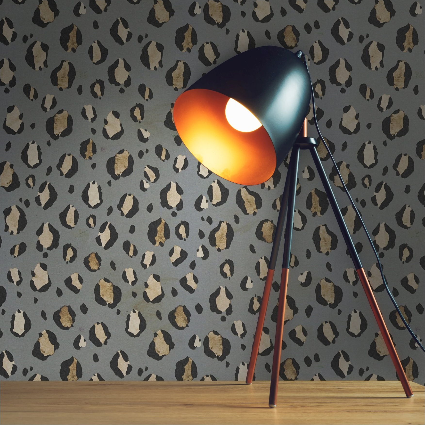 Tapete Tiertapete M1-No.12004 | Vliestapete Leopardenmuster | Grau | Beige | Wohnzimmer | Küche