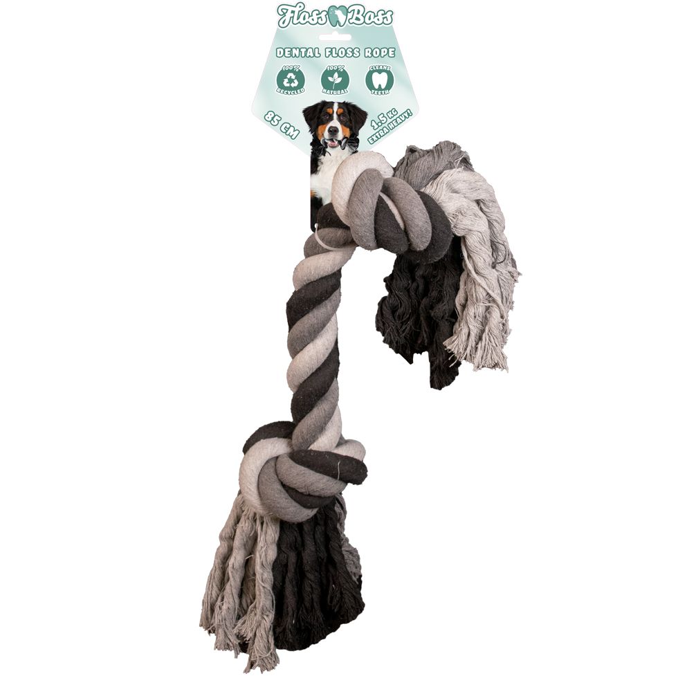 Floss Boss | Hundespielzeug | Dental Rope 2 Knot | 85 cm | Extra Heavy