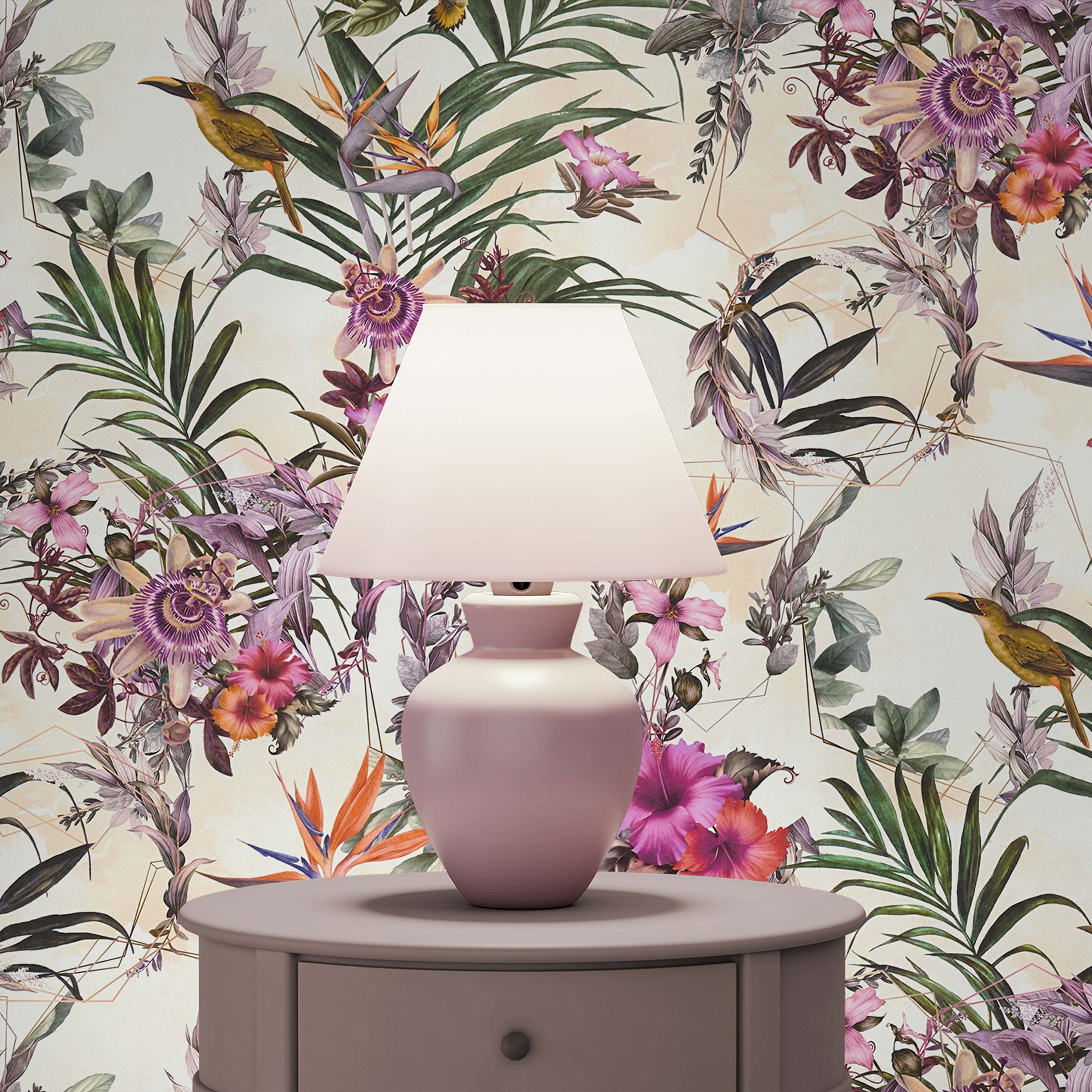 Tapete Tiere Maria M1-No.792 Vliestapete Grün Beige Blumenoptik Dschungel