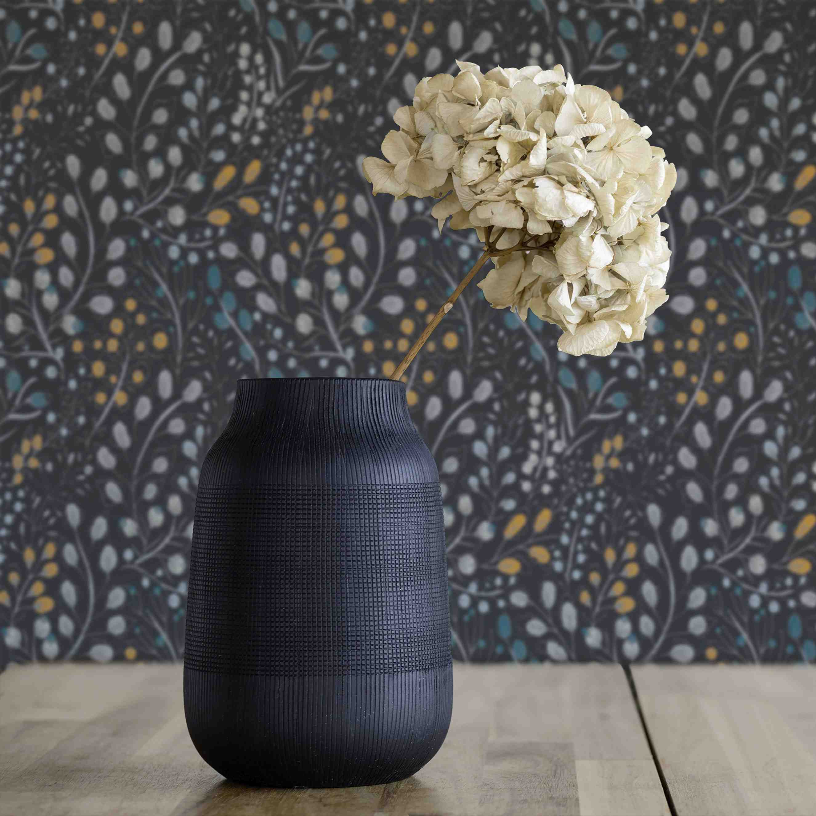 Tapete Florentin Blumen M1-No.4179 | Vlies | Schwarz | Gelb | Floral | Tadessi | 10.05 x 0.53 m