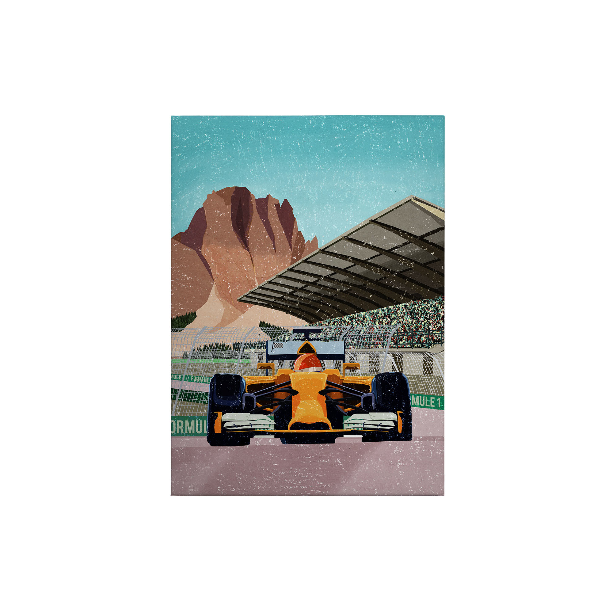 Tadessi Leinwandbild Rennwagen Fahrzeuge - 70 x 50 cm - M1-No.50442 - Keilrahmen in Orange