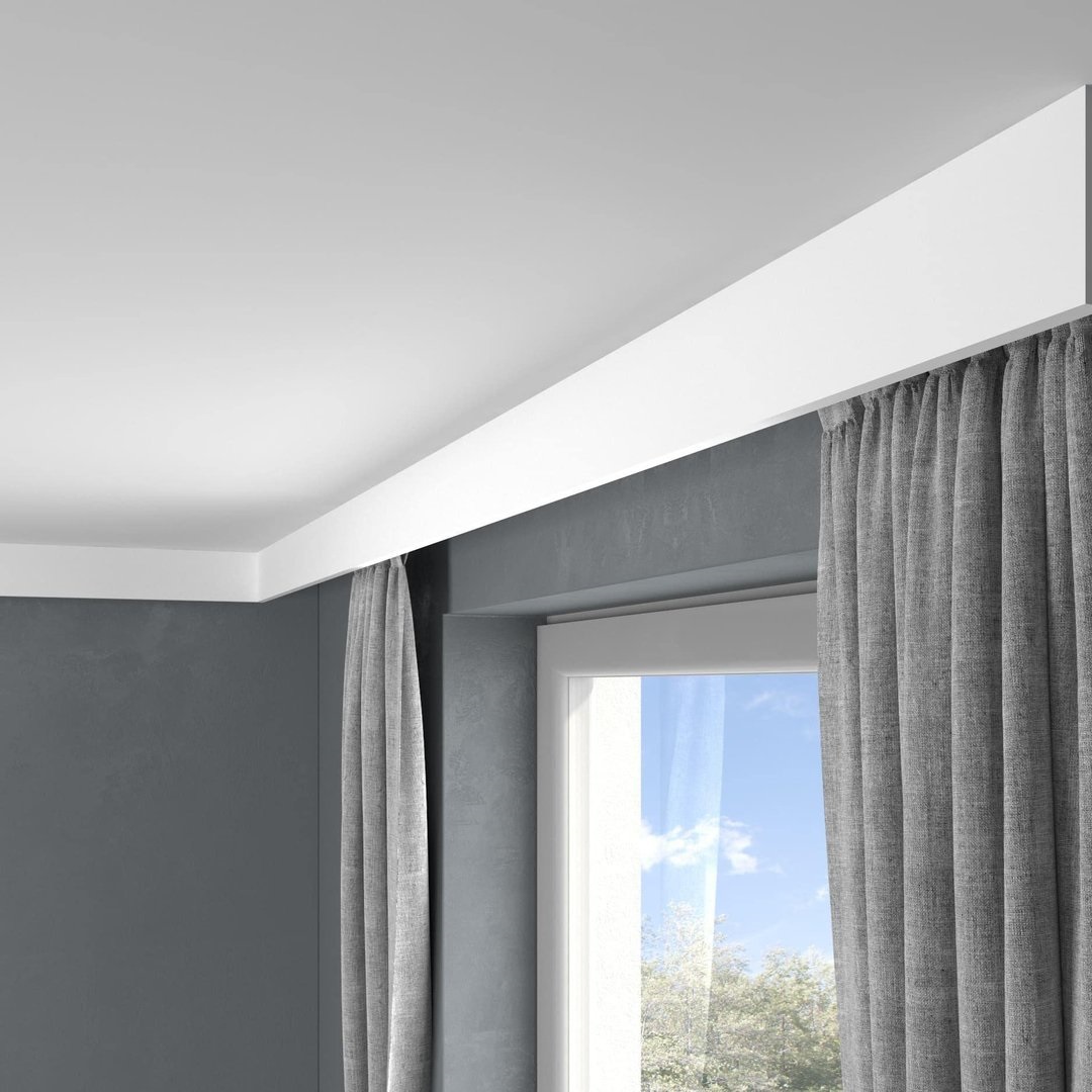 PROVISTON | Cache rideaux "RM026T" | 41 x 100 x 2000 mm | Blanc | Moulure Cache Rideaux lumineuse | Moderne