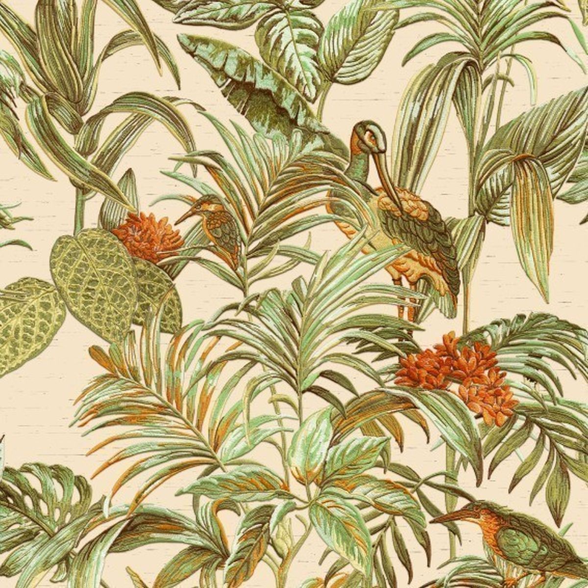 DesignID | Wallstitch | 120013 | Vliestapete | Blumenoptik | 0.53 x 10.05 m | Grün