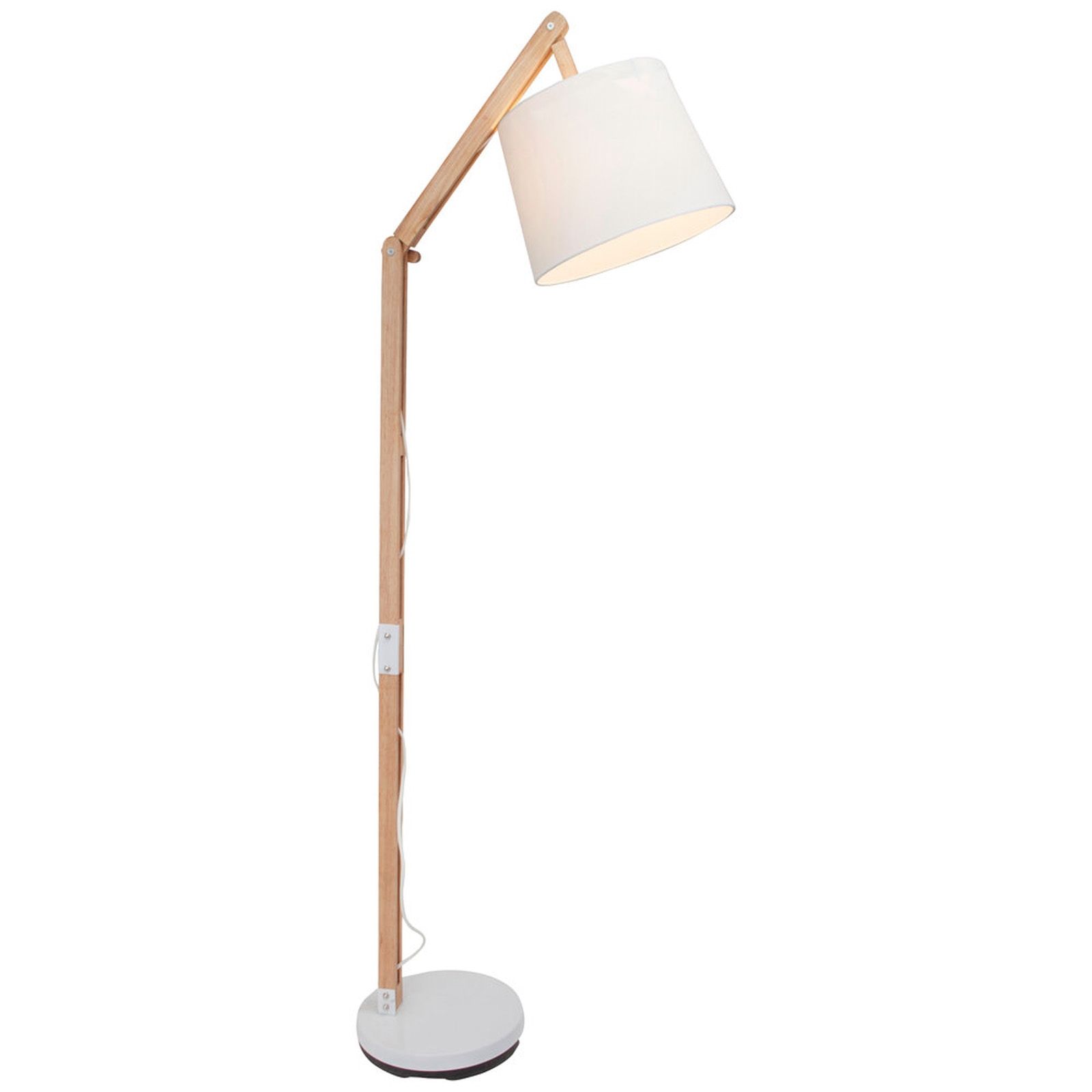 Stehleuchte 163 x 80 x 30 cm Beige Holz Stehlampe Kegel Textil Skandi Harmonisch