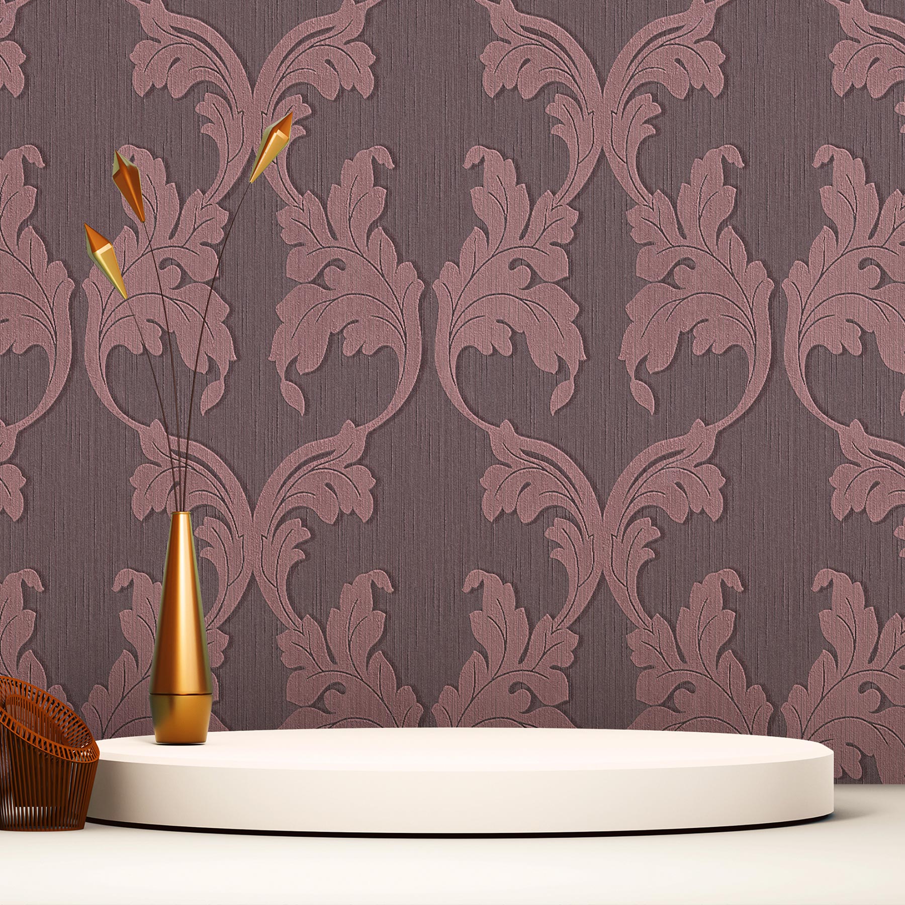 Tapete Barock Nicolo M1-No.3777 Vliestapete Lila Metallic Klassik Barocktapete
