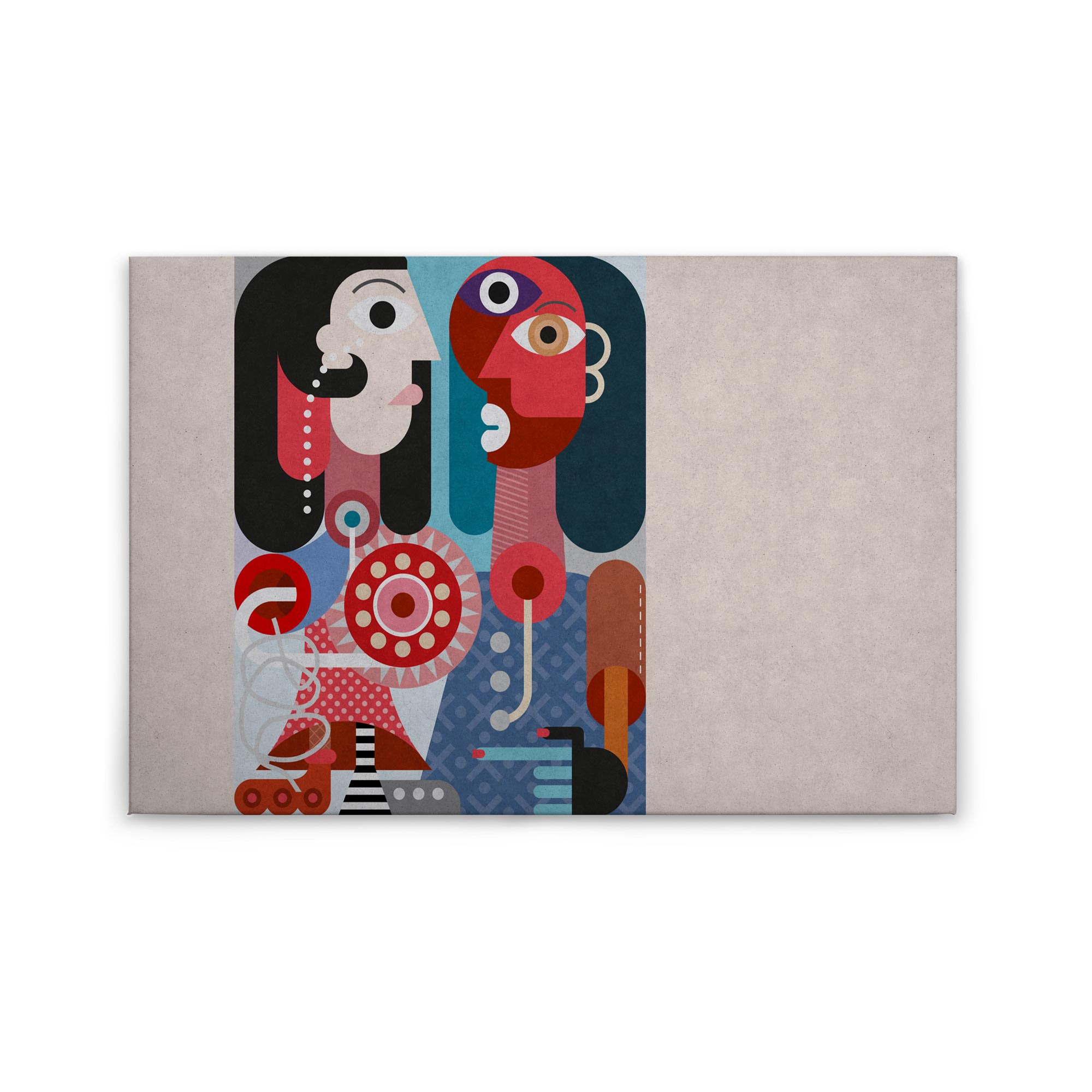 Tadessi Leinwandbild Abstrakt - 60 x 90 cm - M1-No.50218 - Keilrahmen in Grau Rot