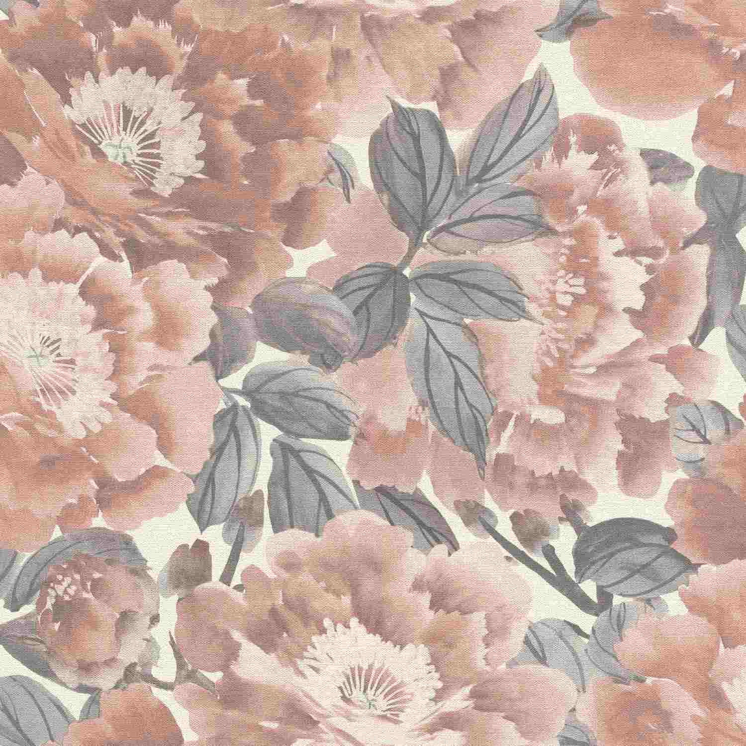 Rasch | Kimono | 408331 | Vliestapete | Blumenoptik | 0.53 x 10.05 m | Rosa