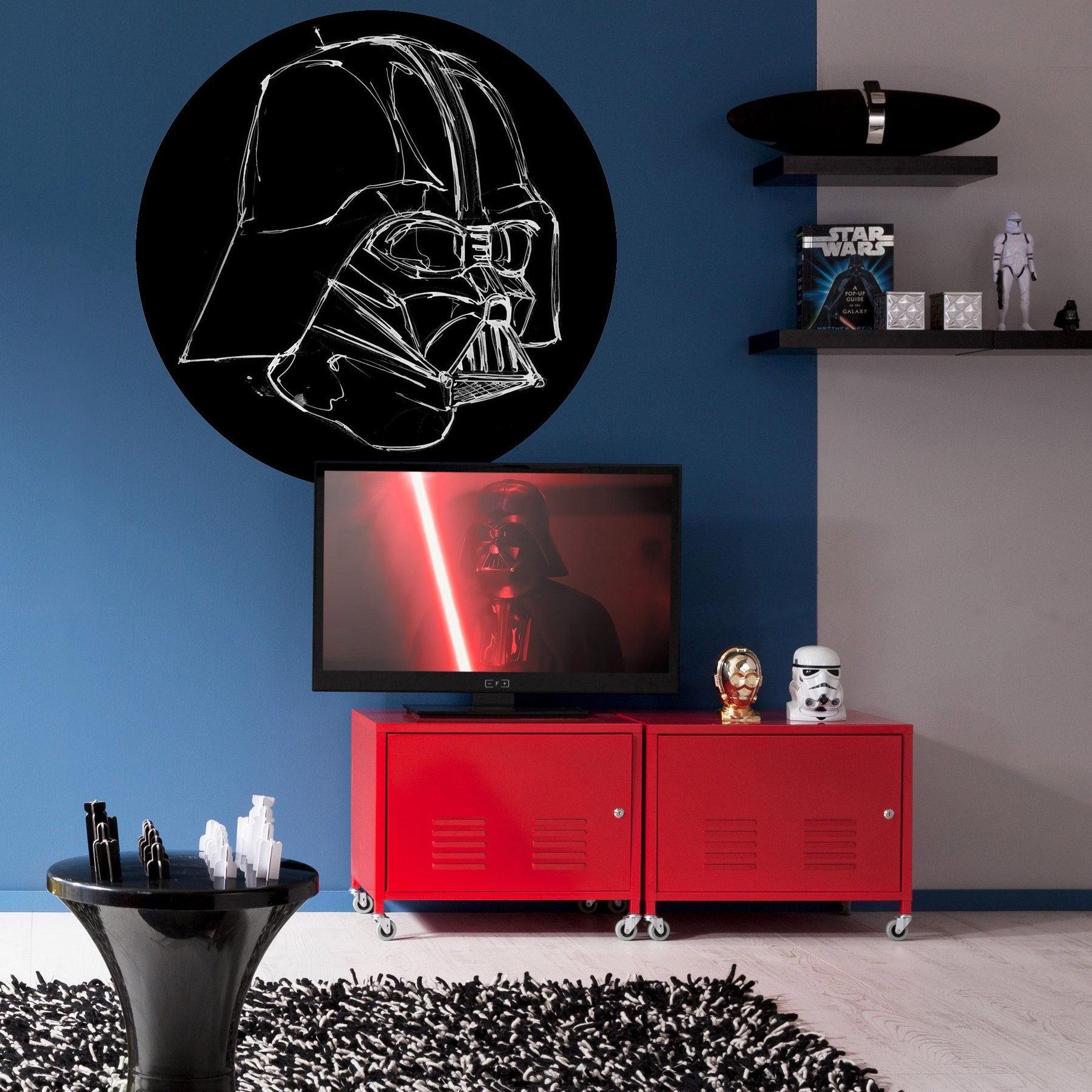 Komar Papier Peint numérique Photo Intissé Star Wars Dot Darth Vador 125 x 125 cm Autocollant géant