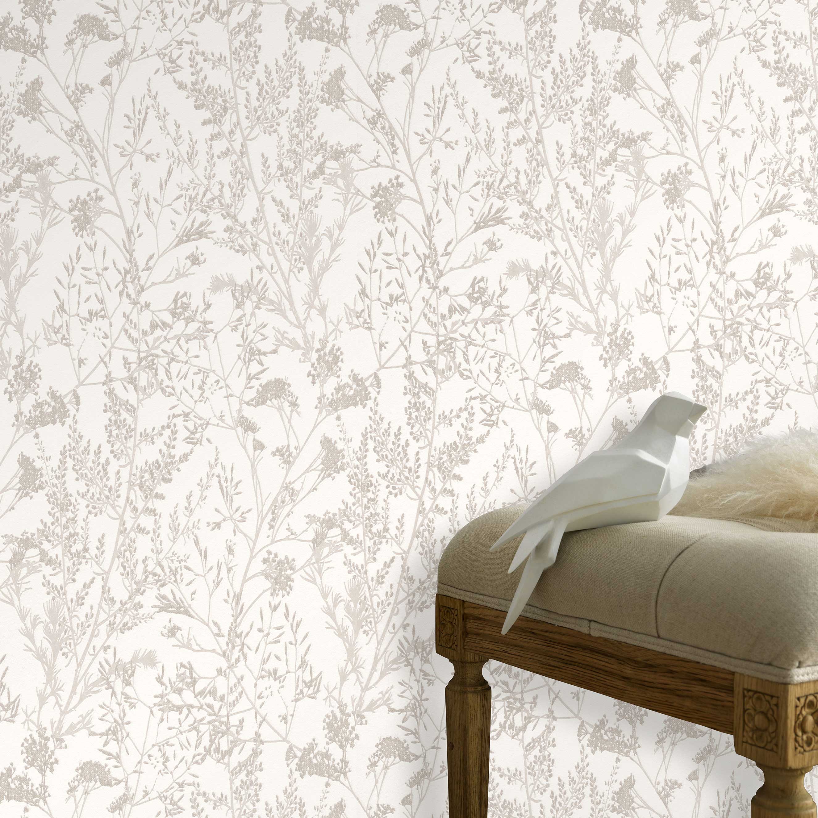 Tapete Blumen Florentin M2-No.132 | Vliestapete Blumenoptik | Creme | Florales Muster | Blüten