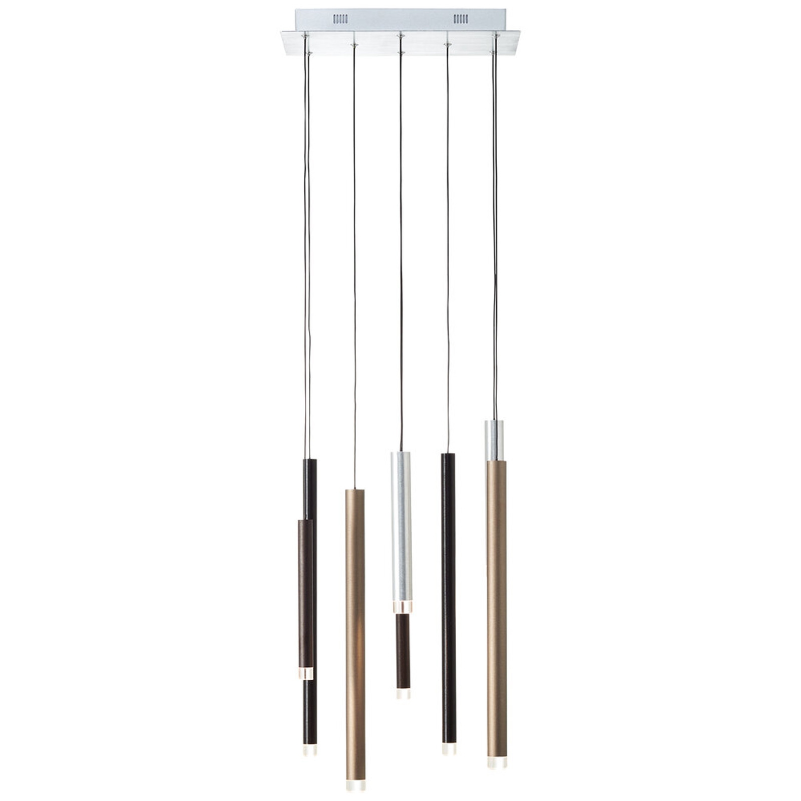 LED Pendelleuchte 180 x 25 x 40 cm Braun Metall Pendellampe Lichtfarbe: Warmweiß dimmbar Harmonisch