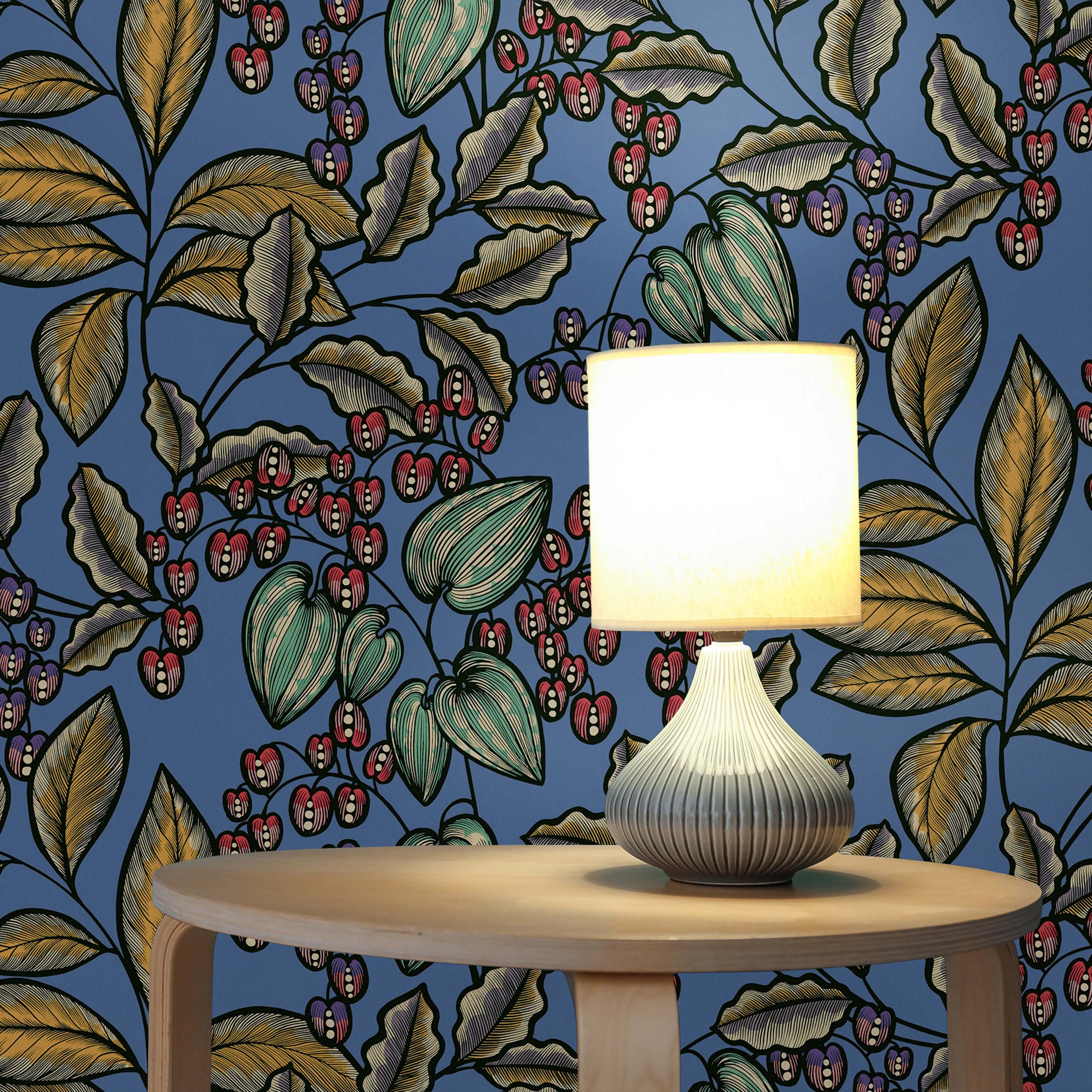 Tapete Blumen Mario M1-No.1446 Vliestapete Blau Gelb Floral Natur