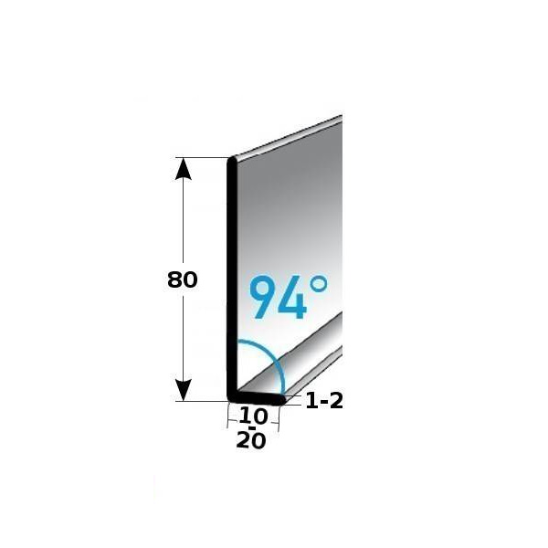 Auer Sockelleiste Metall H 80 mm Winkel 94° Sockelleiste Aluminium Wasserfest Modern
