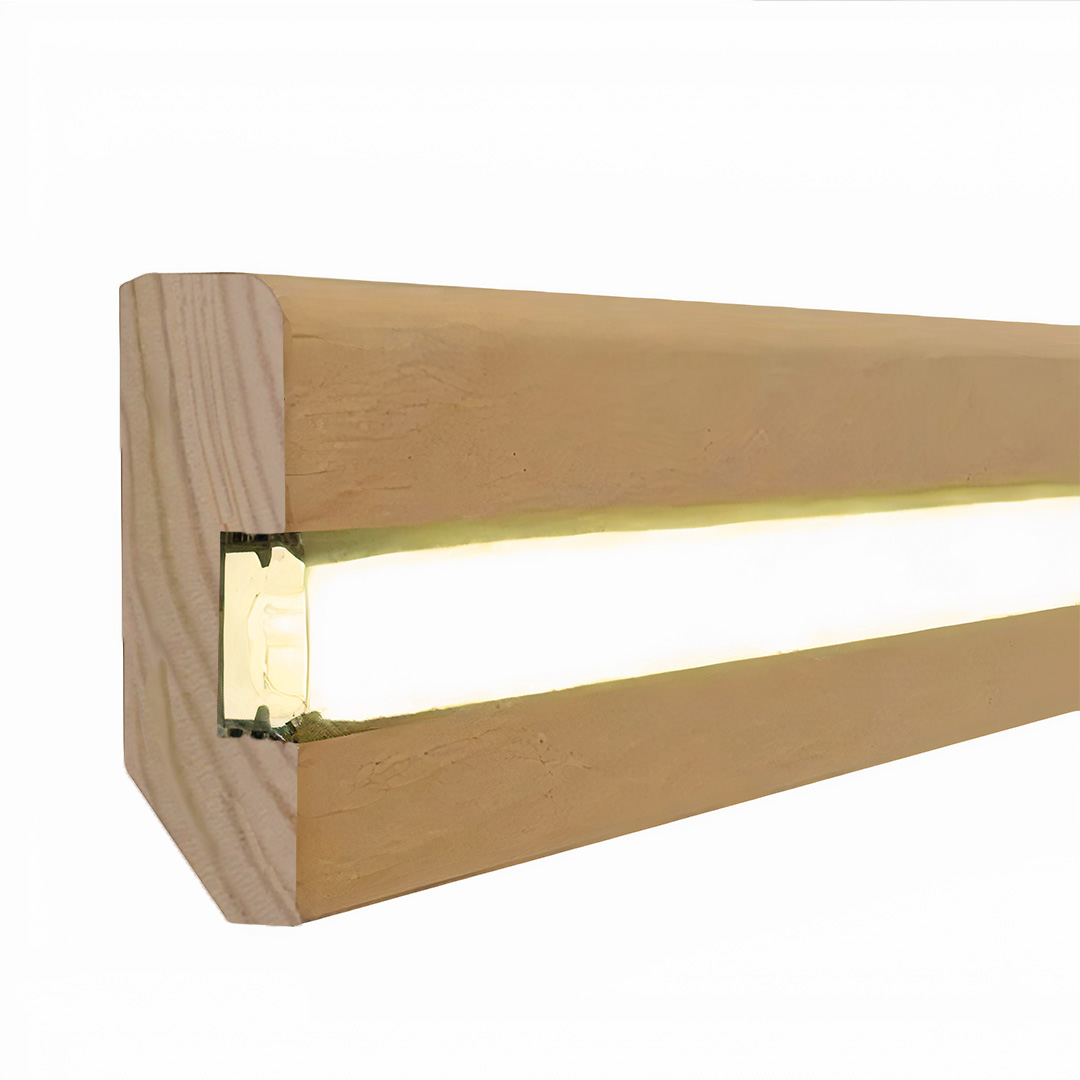 Zeitgemäße Licht Sockelleiste Massivholz lackiert braun 20 x 58 x 2400 mm by PROVISTON