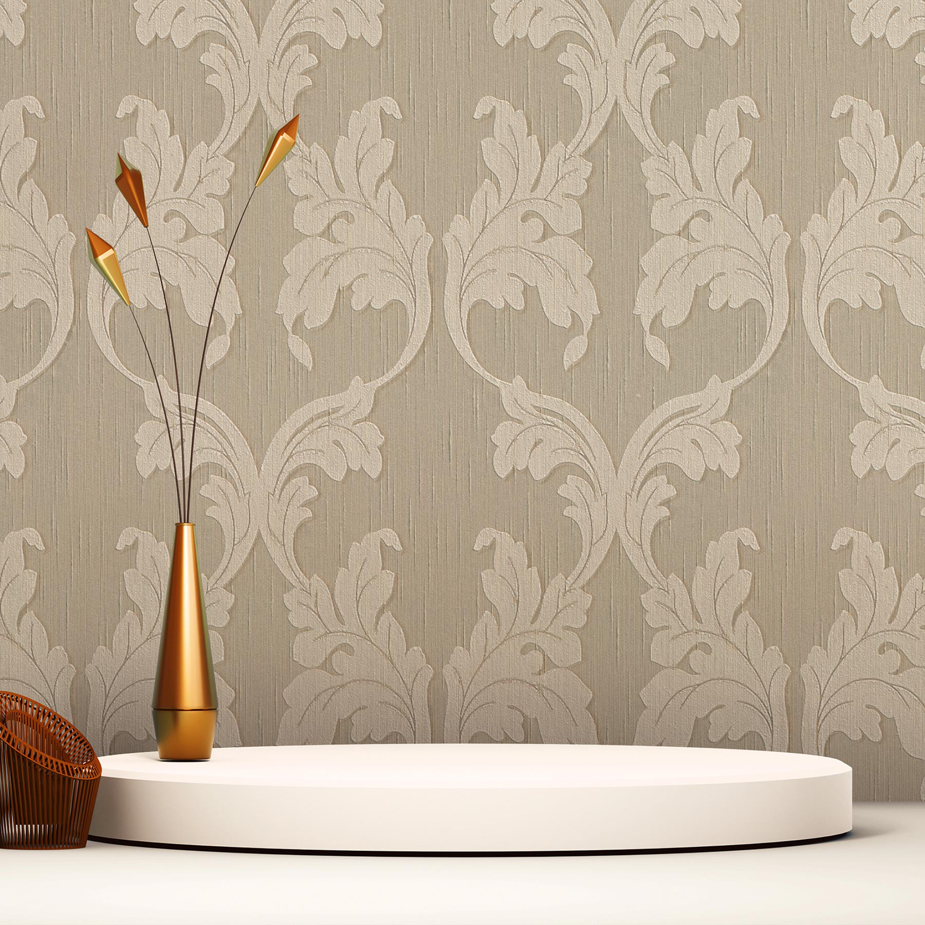 Tapete Barock Nicolo M1-No.3773 Vliestapete Beige Barocktapete Klassik