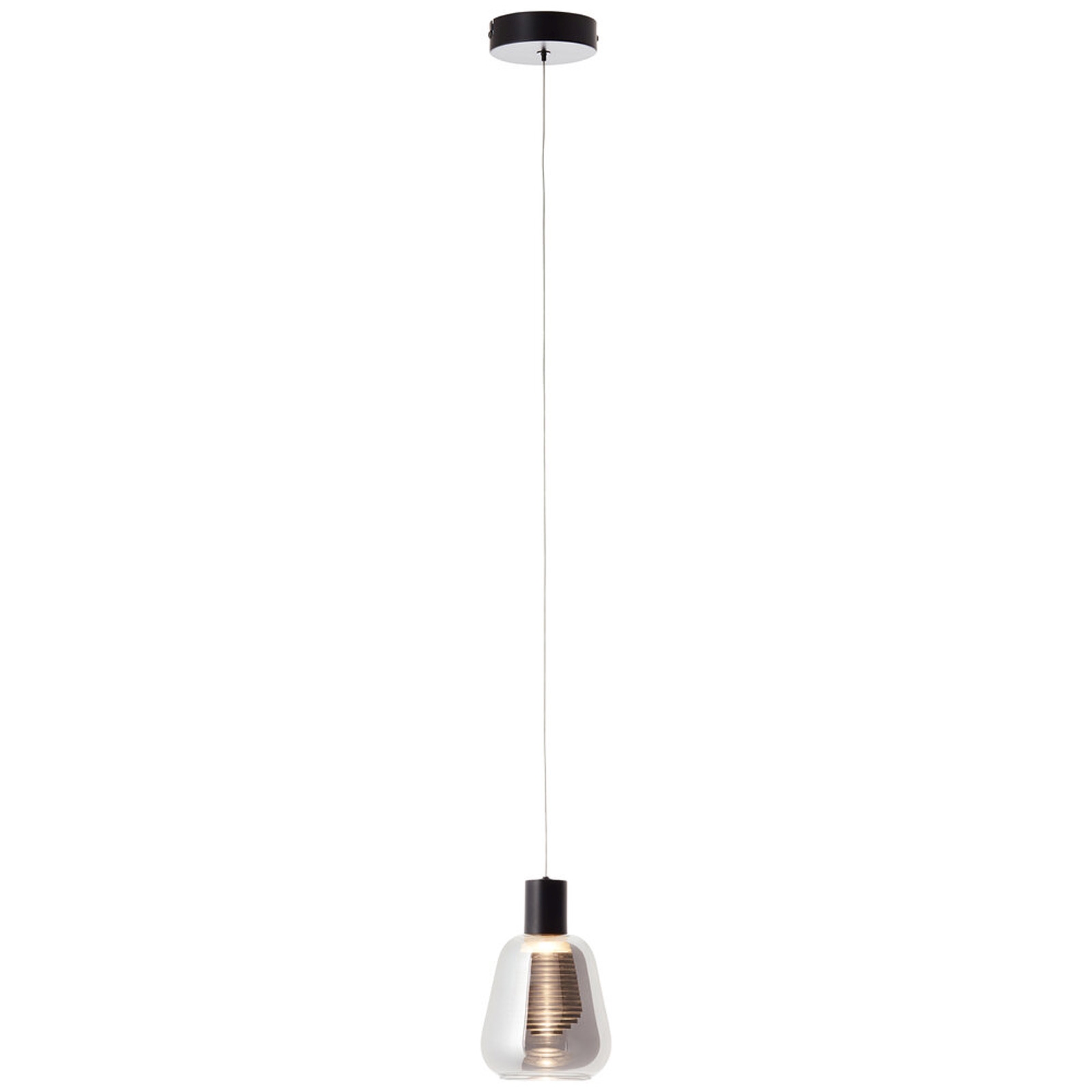 LED Pendelleuchte 120 x 13.5 cm Grau Glas Pendellampe Modern Rauchglas Lichtfarbe: Warmweiß