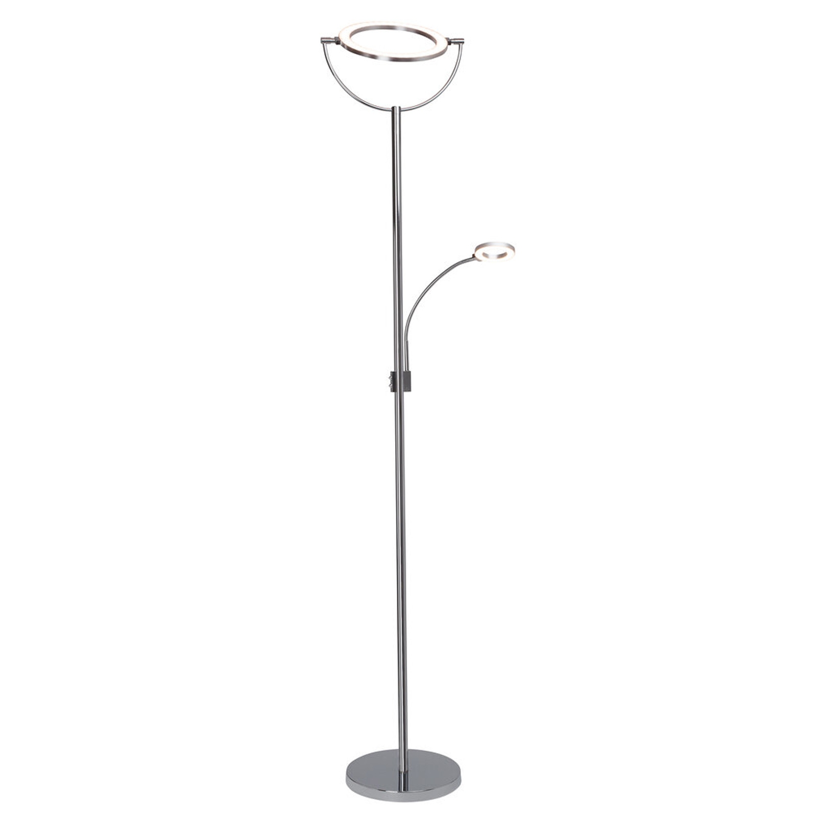 LED Stehleuchte 191 x 61 x 36 cm Metallic Metall Stehlampe Rund Basic Lichtfarbe: Warmweiß dimmbar