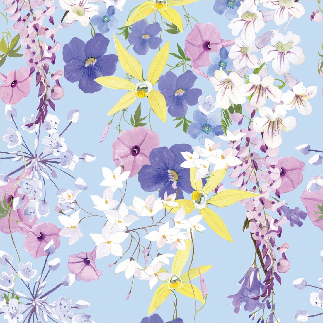 Fototapete Floral M1-No.11610 | Vliestapete Blumen | Bunt | Flieder | Wohnzimmer | Schlafzimmer