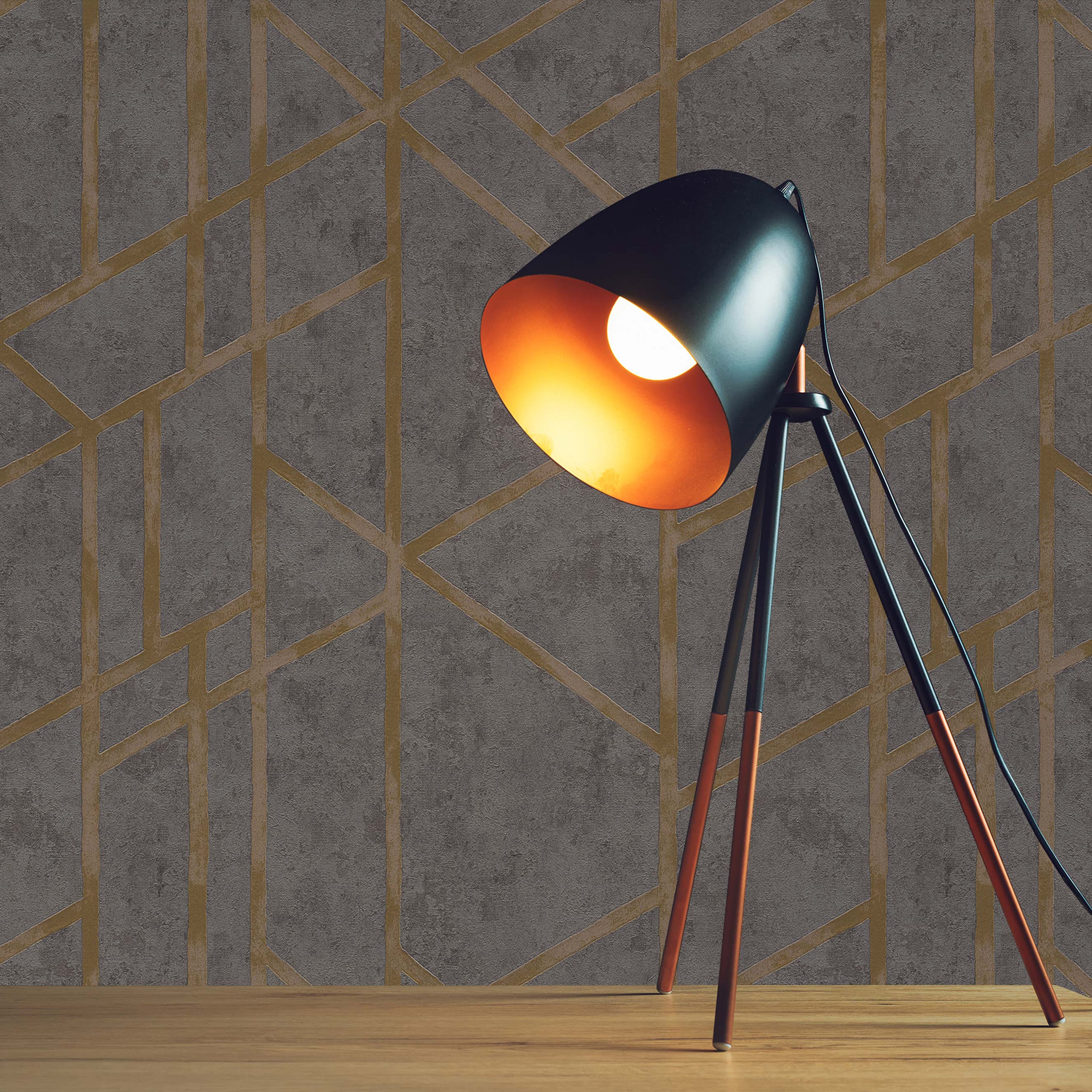 Tapete Grafik Roberto M1-No.286 Vliestapete Grau Gold Geometrische Tapete