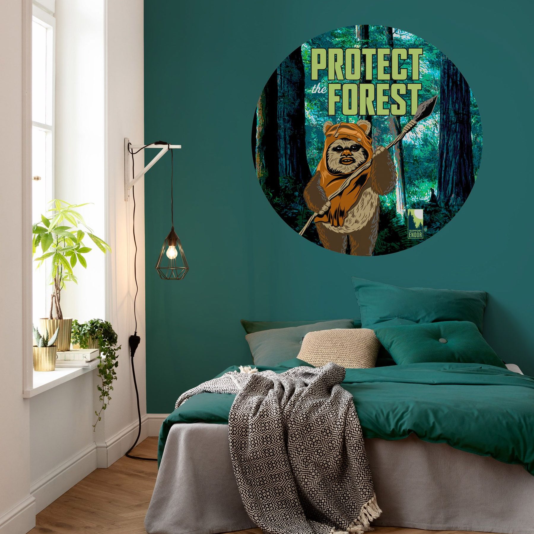 Komar Fototapete Star Wars Dot Protect the Forest 125 x 125 cm Wandtattoo Vlies Selbstklebend Ewoks