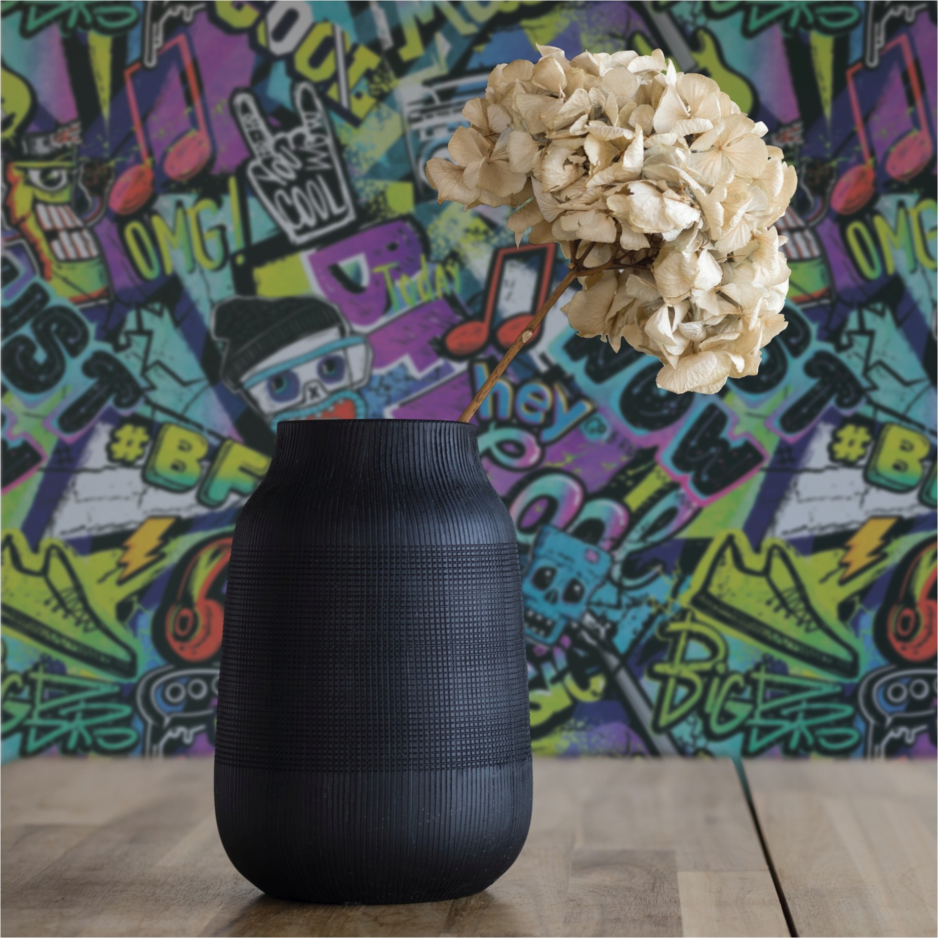 Tapete Graffiti M1-No.11906 | Vliestapete Jugendzimmer | Bunt | Schwarz | Wohnzimmer | Schlafzimmer
