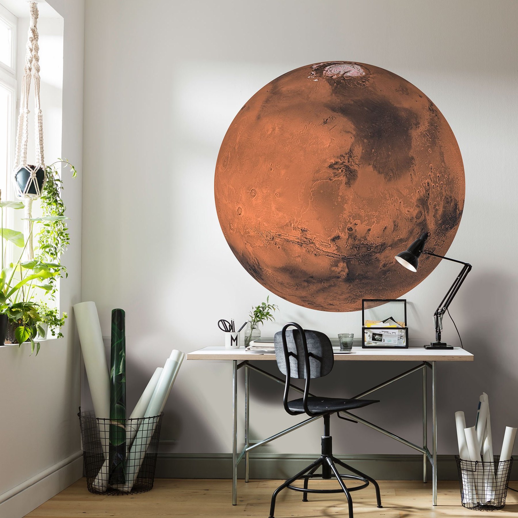 Komar Papier Peint numérique Photo sur Intissé Disney Planète Mars 125 x 125 cm Autocollant rond
