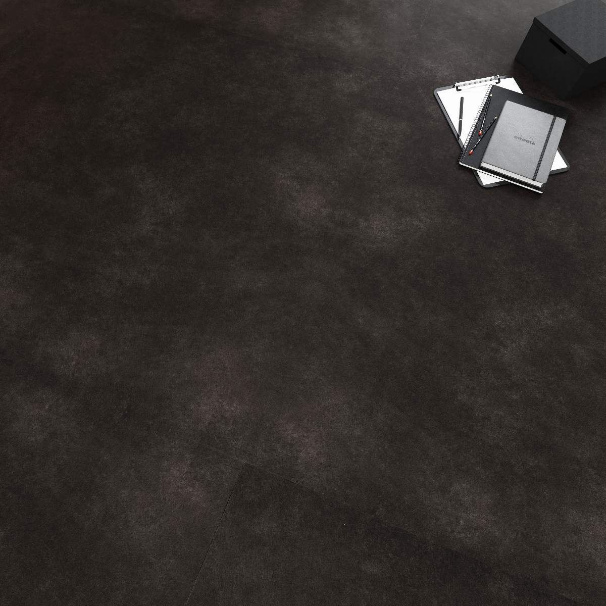 Suelo vinílico DISEÑO 555 Dryback 1000 x 1000 x 2,5 mm Vinilo adhesivo Aspecto piedra Aspecto baldosa Negro NKL42