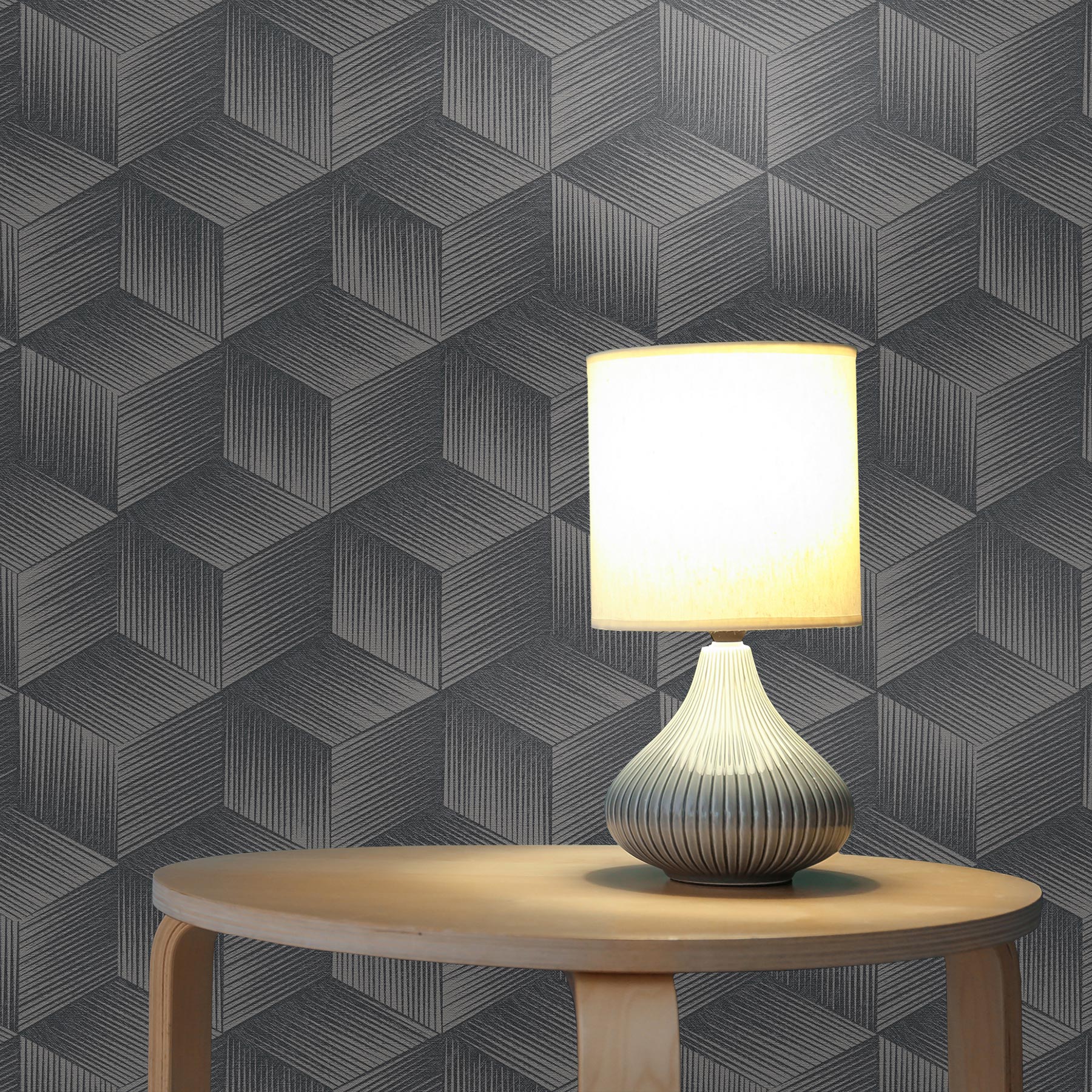 Tapete 3D Optik Tommaso M1-No.3452 Vliestapete Anthrazit Grau Grafik Modern Geometrisch