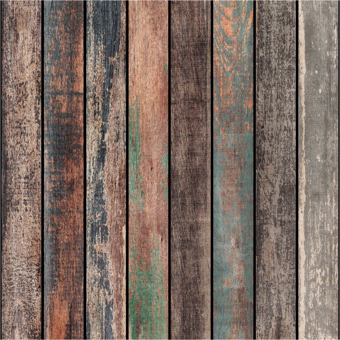 Fototapete Used-Look M1-No.11717 | Vliestapete Holz-Optik | Bunt | Braun | Holzbretter | Wohnzimmer