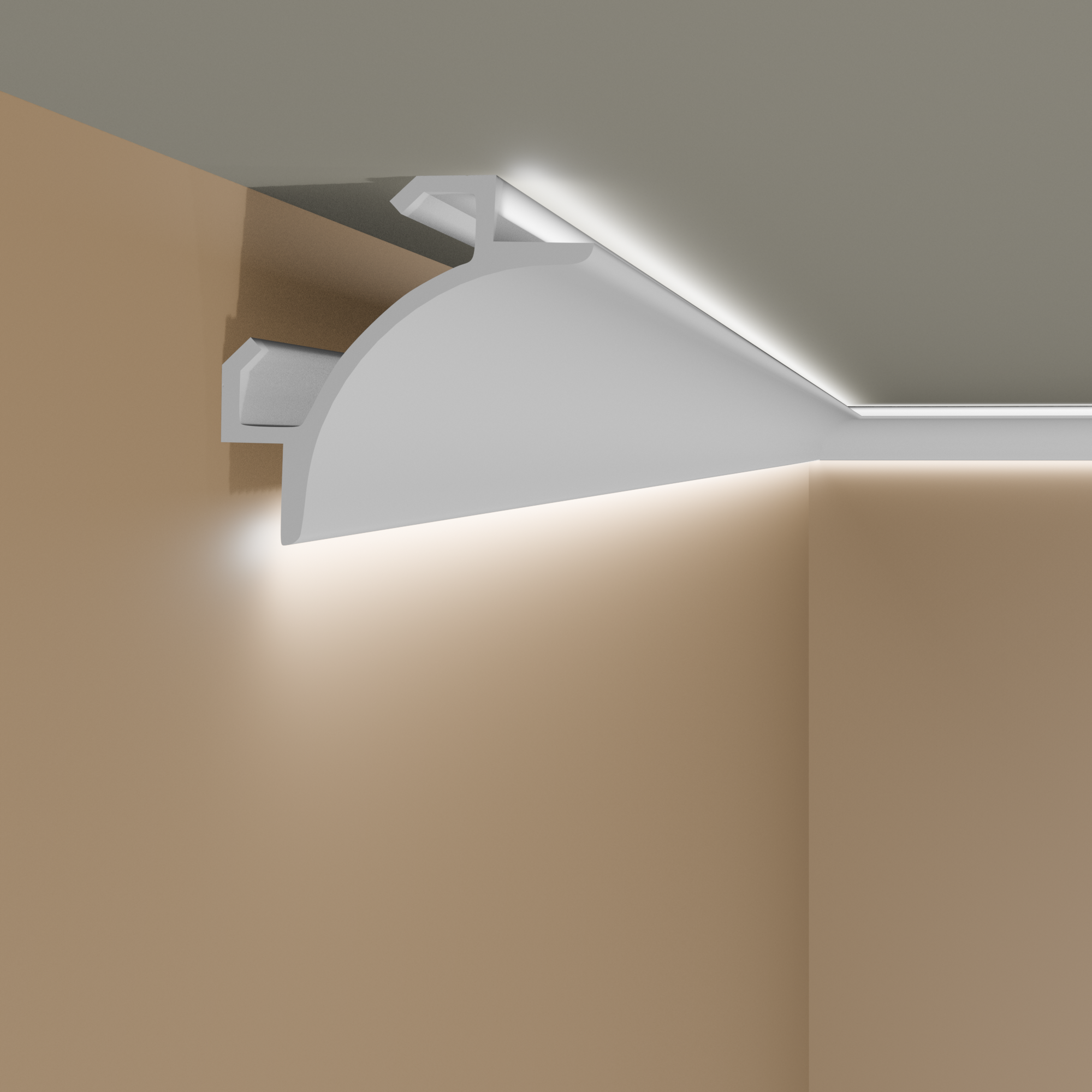 Elite Decor Lichtleiste KF706 | Polyurethan 115 x 115 x 2000 mm Weiß Styropor Deckenleiste