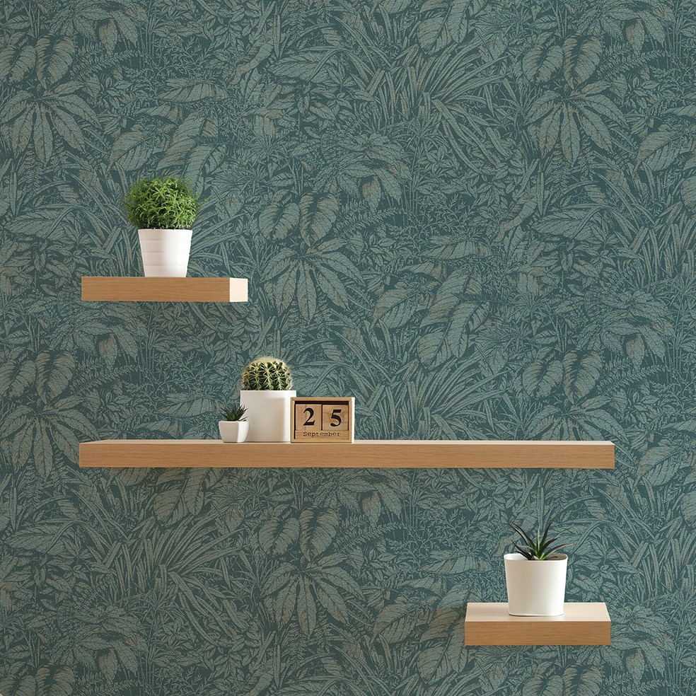 Tapete Camilla Botanical Dschungel M1-No.11092 Vlies Blau Petrol Tadessi 10.05 m x 0.53 m