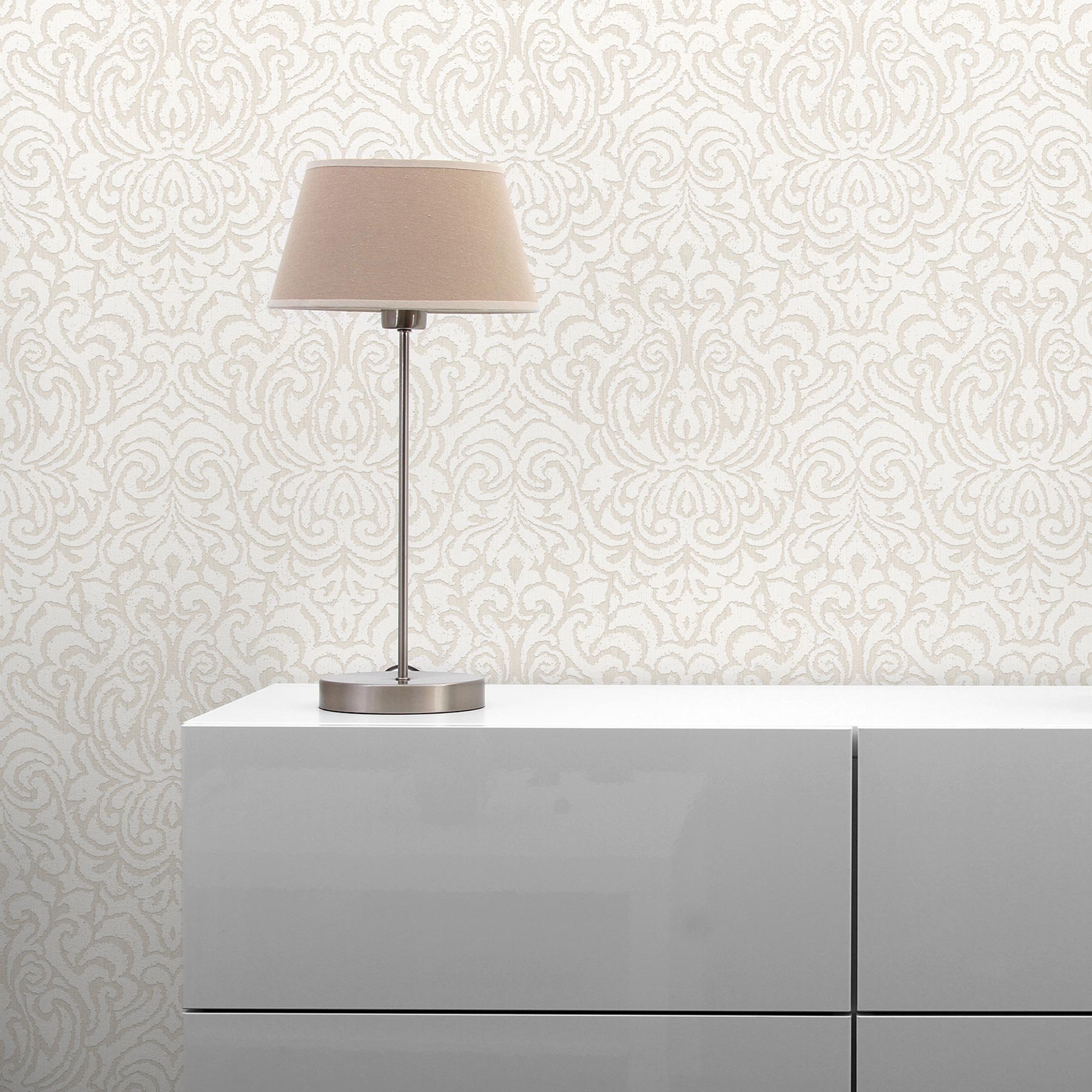 Tapete Barock Alessia M1-No.3845 | Vliestapete | Creme | Weiß | Klassik | Barocktapete | Ornament