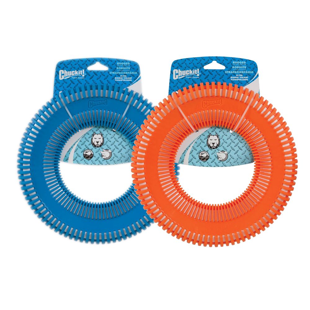 Hundespielzeug | Frisbee | Apportieren |Schwimmfähig | Orange | Blau | Gummi | 25x25x2.3 cm