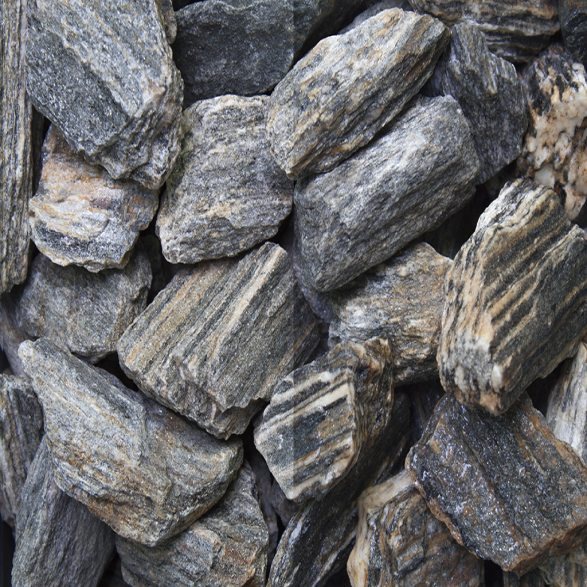 Woodstone 30 - 60 mm Steinschlag Gneis Schöner Garten Naturstein Grau Gartengestaltung GSH