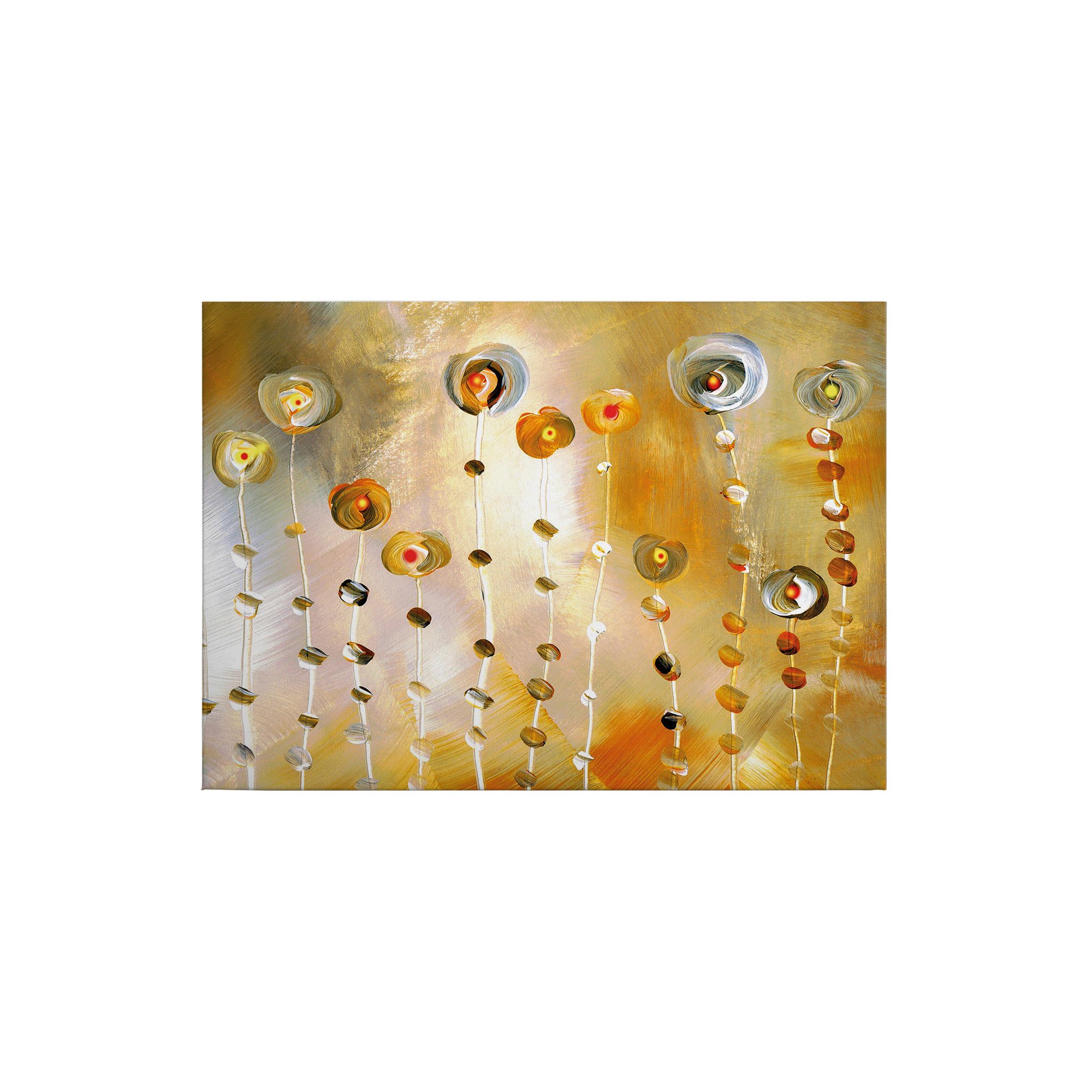 Tadessi Leinwandbild Abstrakt Floral - 50 x 70 cm - M1-No.50309 - Keilrahmen in Orange Beige