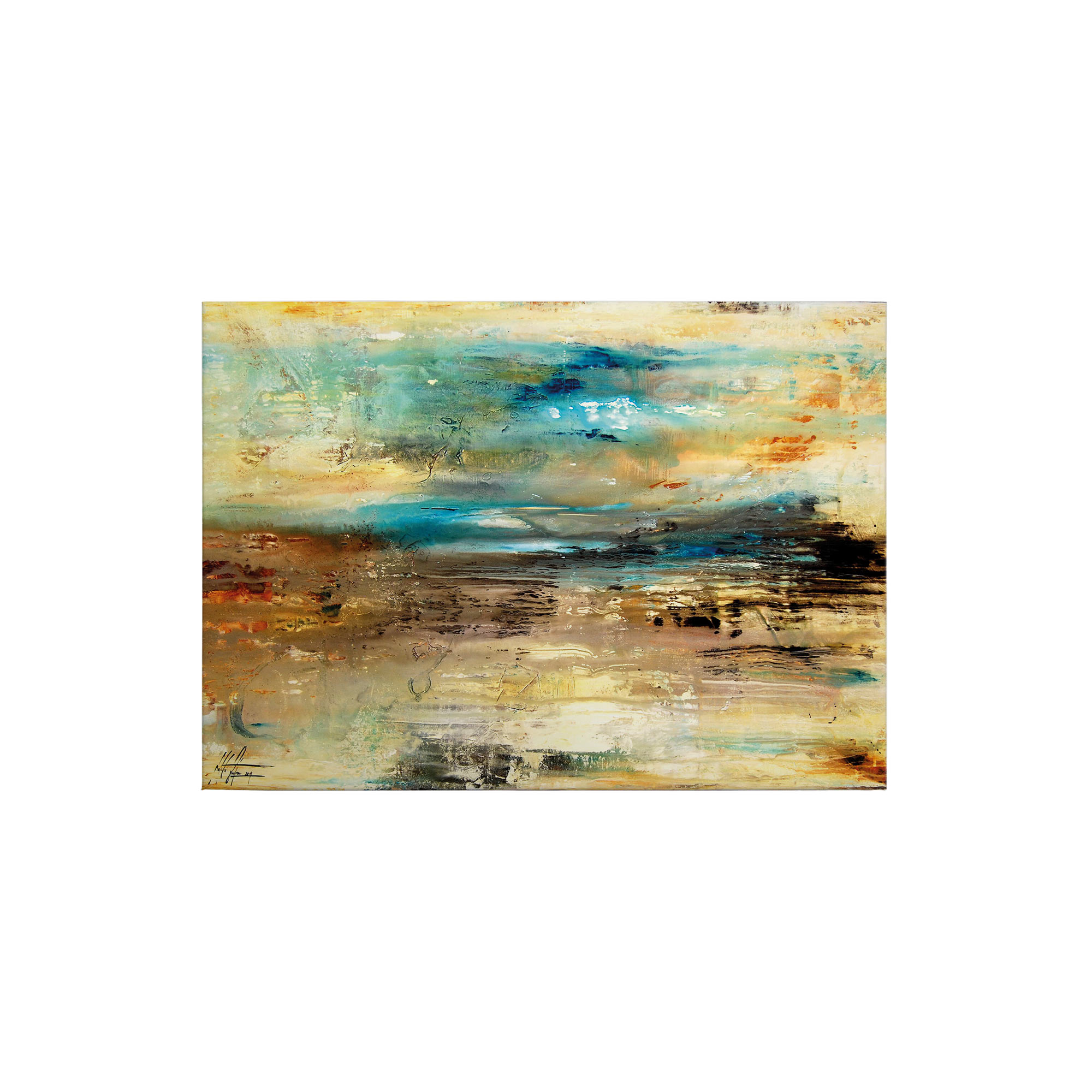 Tadessi Leinwandbild Abstrakt - 50 x 70 cm - M1-No.50314 - Keilrahmen in Blau Beige